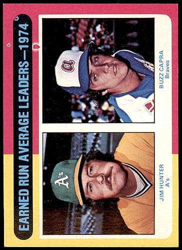 1975 Topps # 311 ERA Leaders Catfish HunterBuzz Capra AthleticsBraves (Baseball Card) NMMT AthleticsBraves