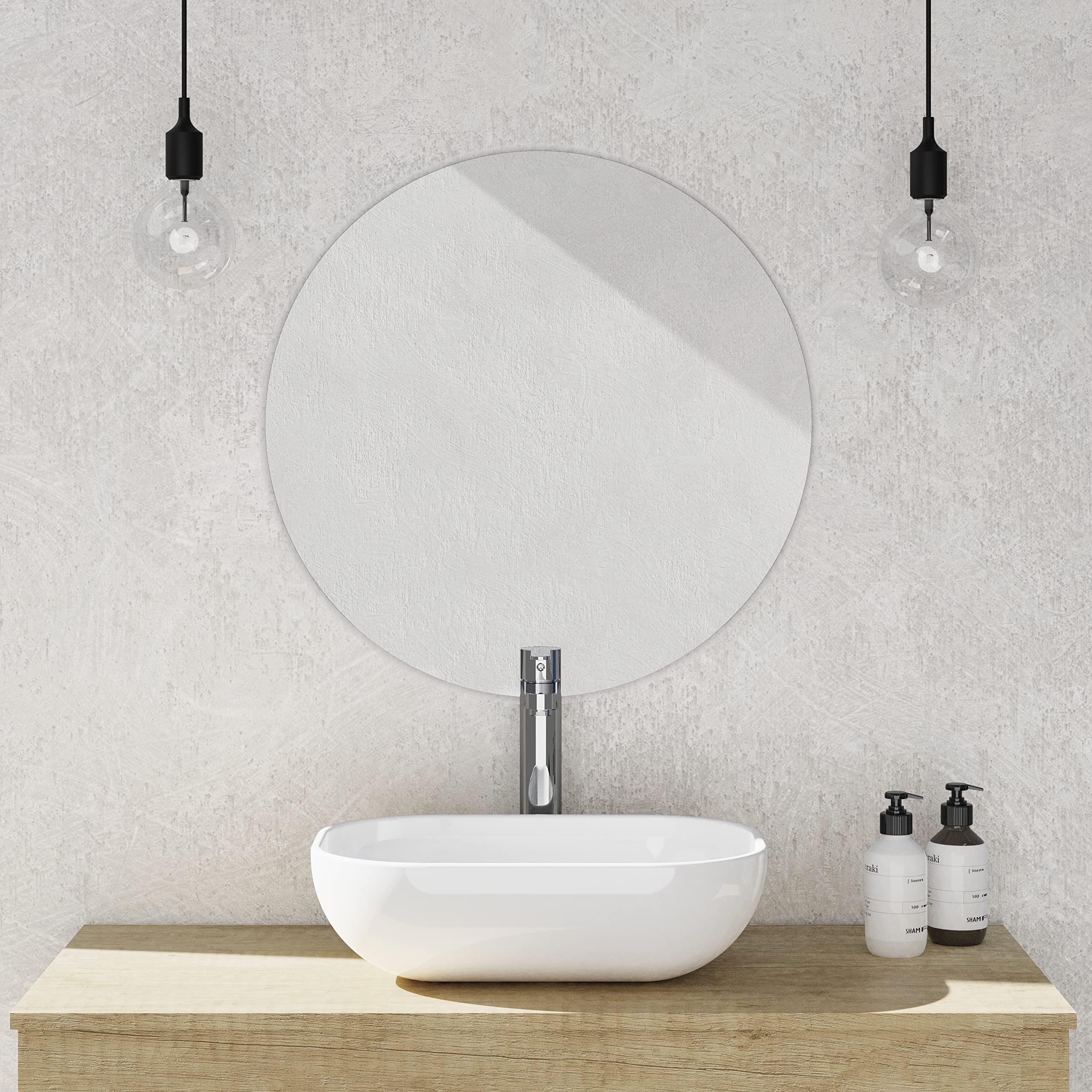 Baikal Espejo de Baño, Varias Formas y Medidas Disponibles. Opción con y Sin LED. Estilos Que se adaptan al baño o Cualquier Estancia del hogar. 60 Espejo Redondo