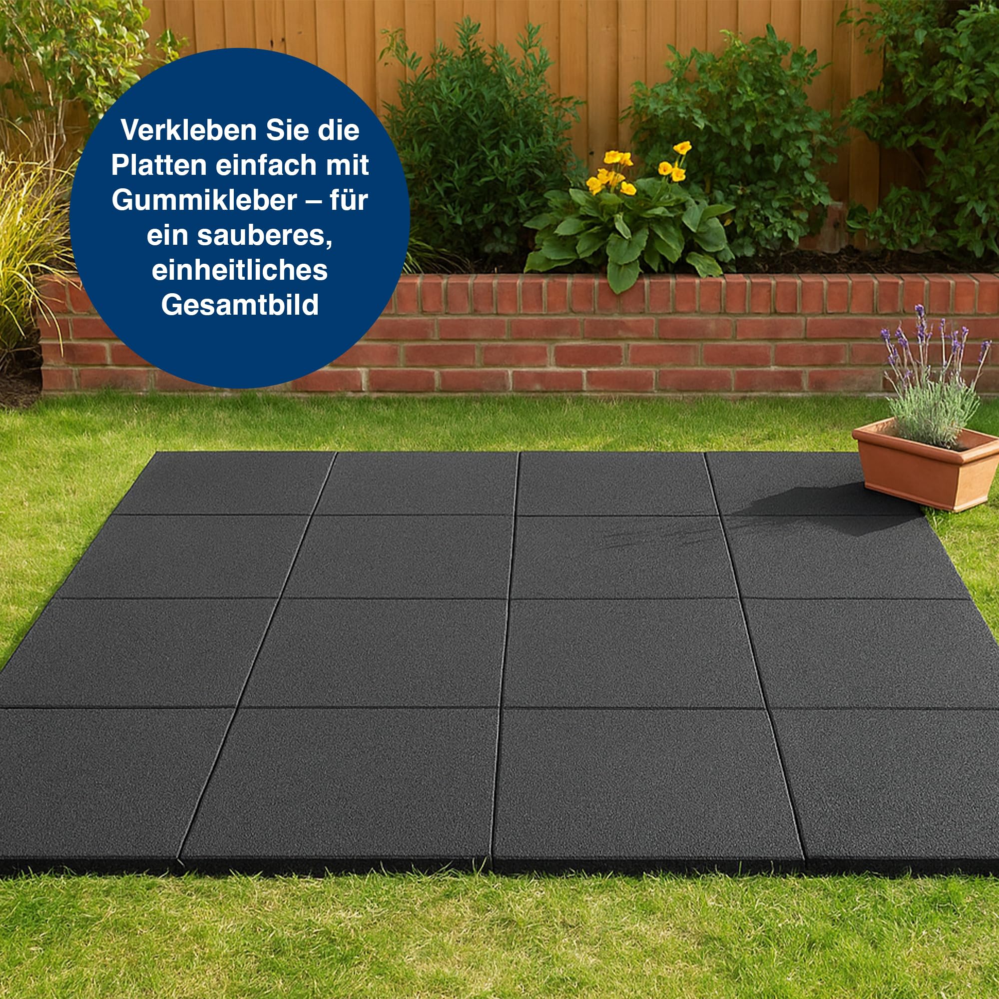 Vivol Gummifliesen Schwarz 30mm - 1m² (4 Gummi Fliesen à 50 x 50 cm) - Fallschutz Matte für Spielplätzen - Bodenbelag unter Waschmaschine und Trockner