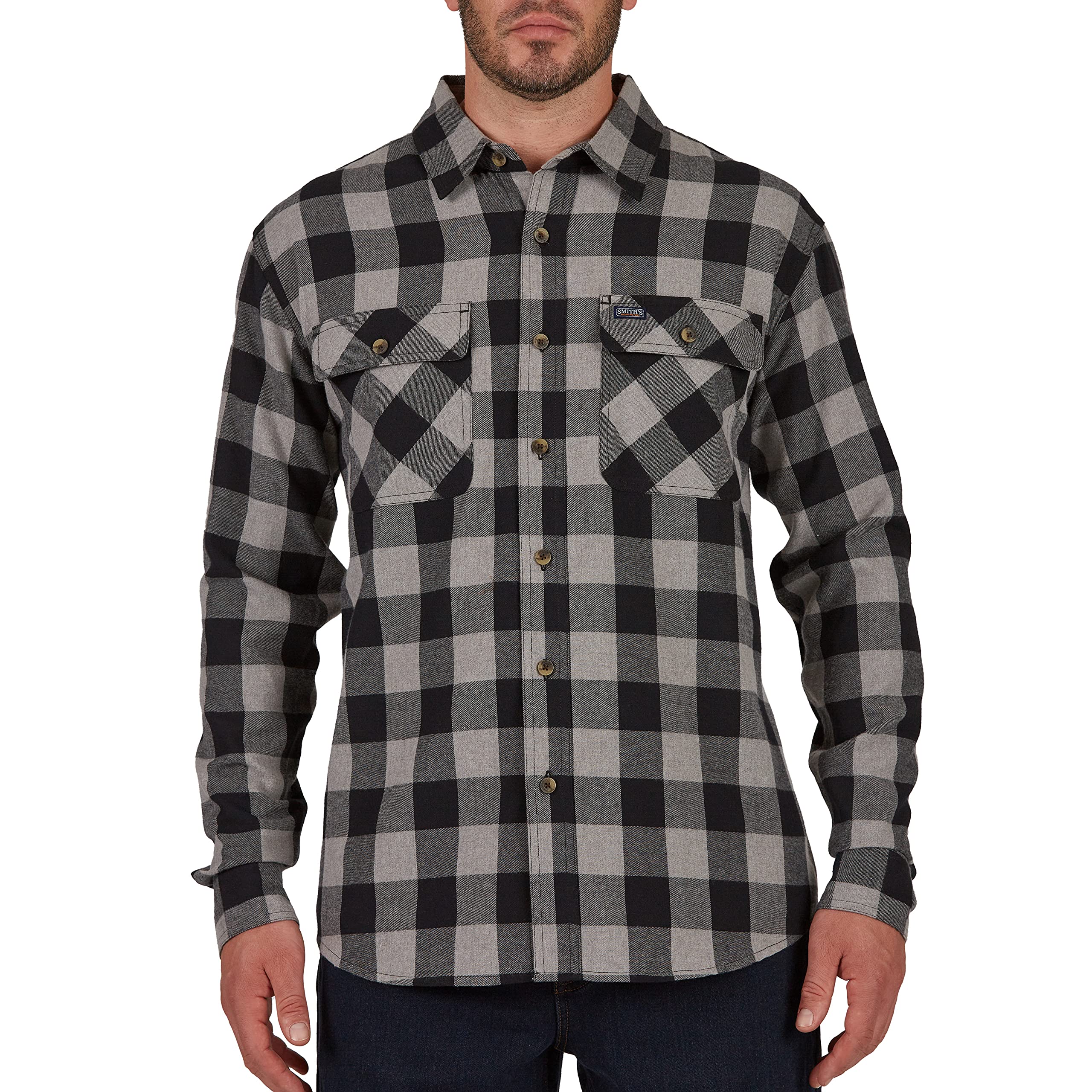 Smith's WorkwearMen's Buffalo Two Pocket Flannel Shirt Button