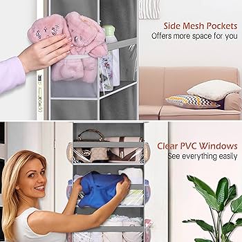 Cragmut 2 Pack Over The Door Hanging Storage Organizer With 5 Mesh Pockets Large Capacity For Bedroom, Bathroom, Closet