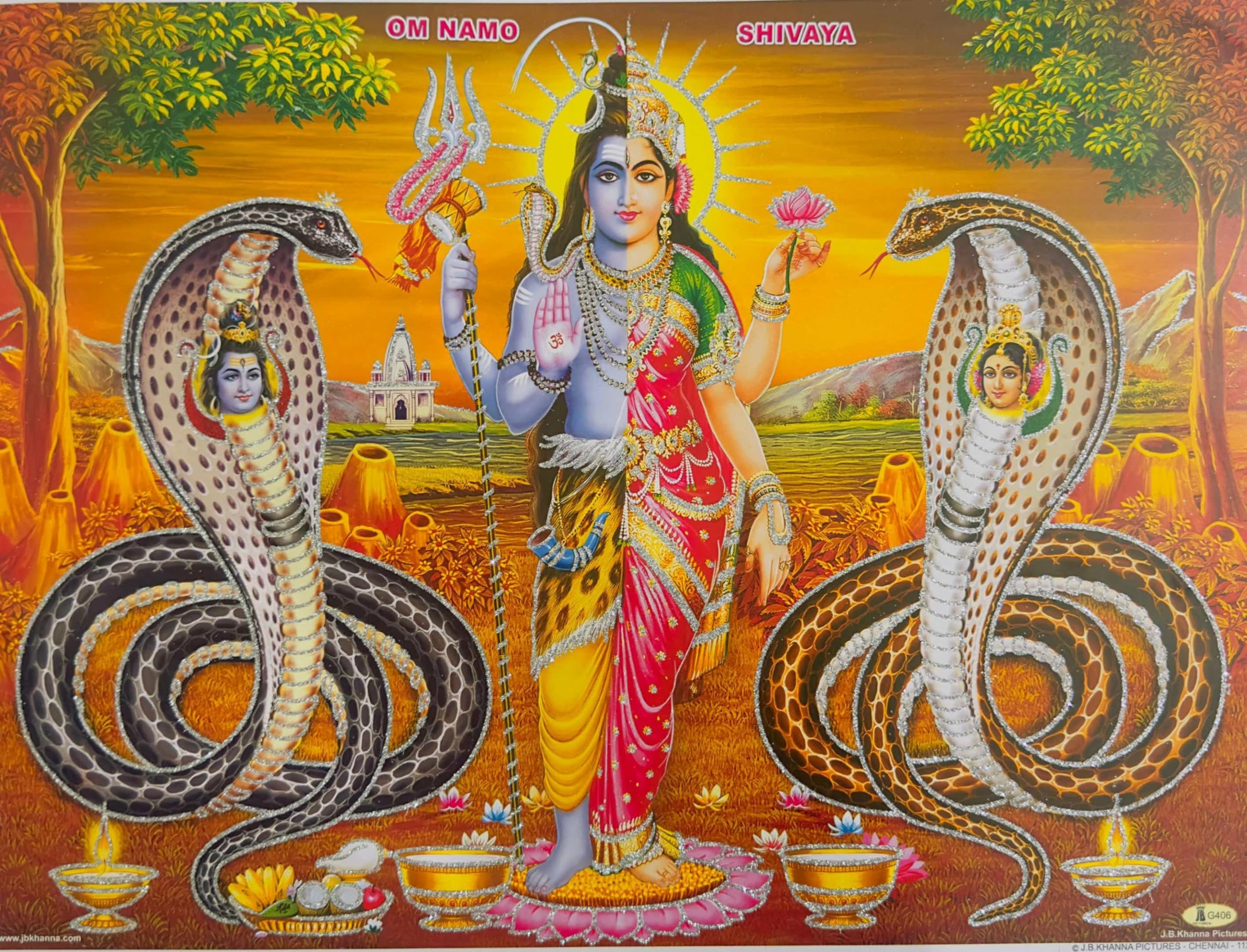 Indian God Shiva Shiv parivar shiv parvati Neel Kanth Mahadev Om Namah Shivay Shiv Shankar Shiv Parivar wall Poster 16"X 12" Multicolor