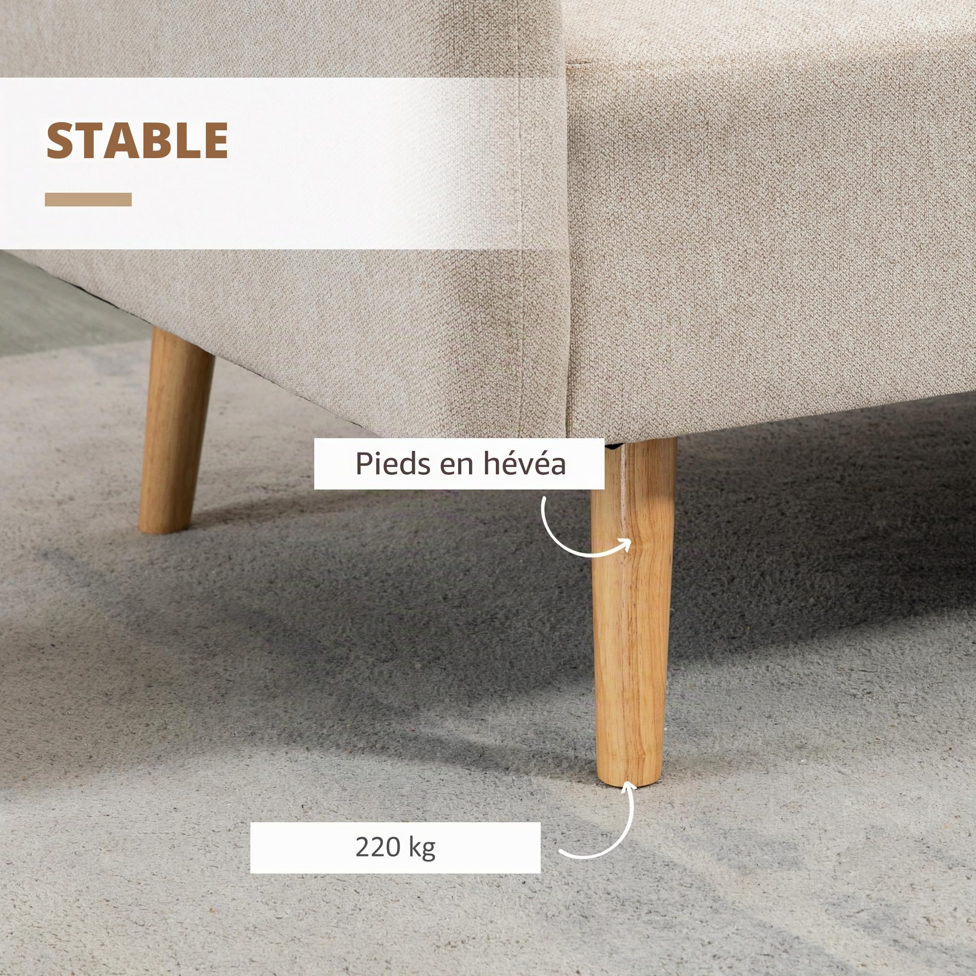 HOMCOM Canapé 2 places, 2 places, 2 coussins rembourrés, canapé double rembourré avec accoudoirs en velours pour salon, chambre à coucher, 130 x 70 x 80 cm, crème