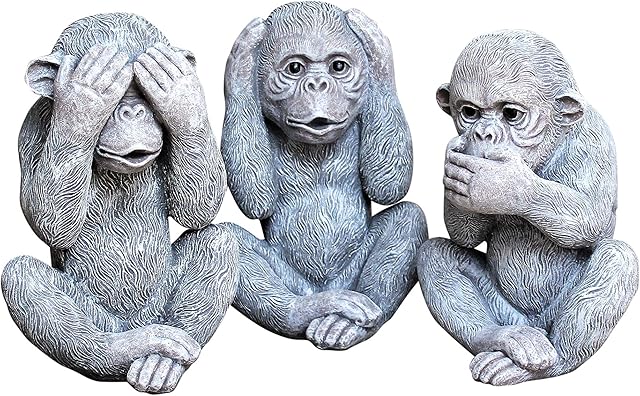 3 wise garden ornaments decorative outdoor hear no evil, See no evil, speak no evil outdoor home décor