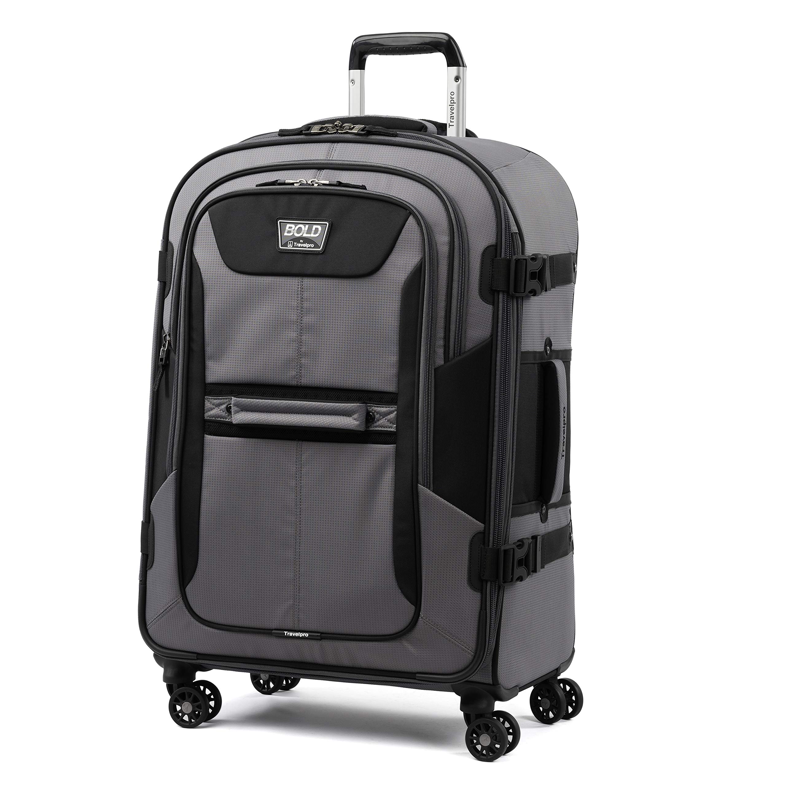 Travelpro Bold Softside Expandable Check in Spinner Luggage, Check in 26-Inch, Grey/Black