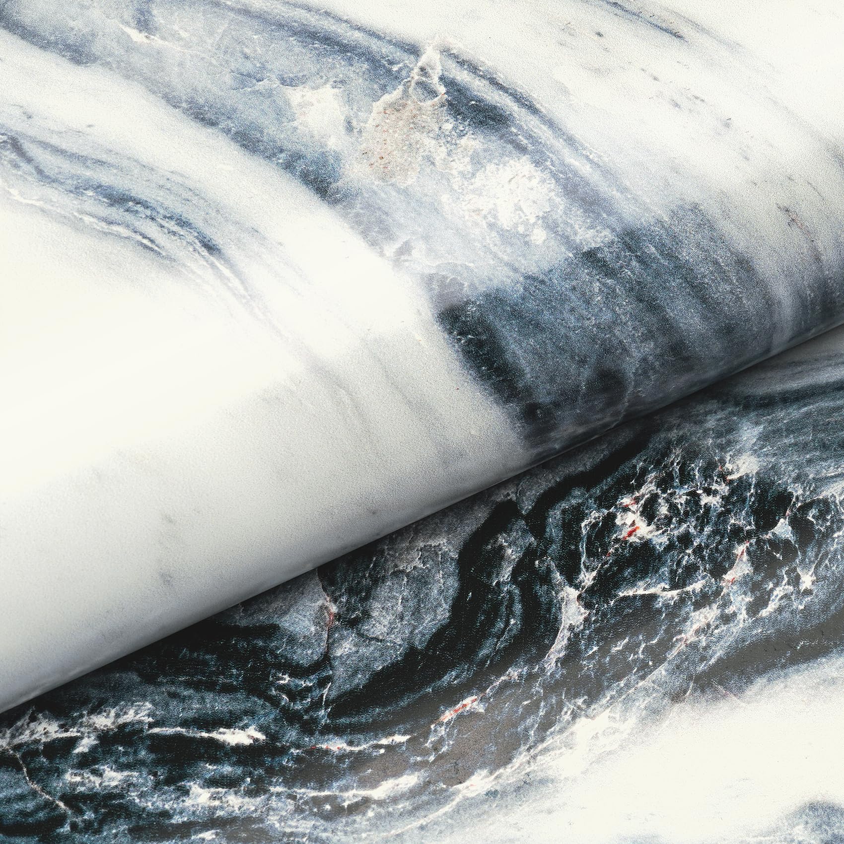 Papier peint marbre blanc et bleu imperméable adhésif cuisine 40x200cm