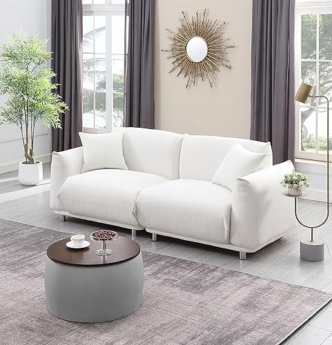 Miniatura 8 de Zushule Otomana redonda con almacenamiento para sala de estar, mesa auxiliar, reposapiés, mesa auxiliar, con bandeja de tapa reversible (gris +