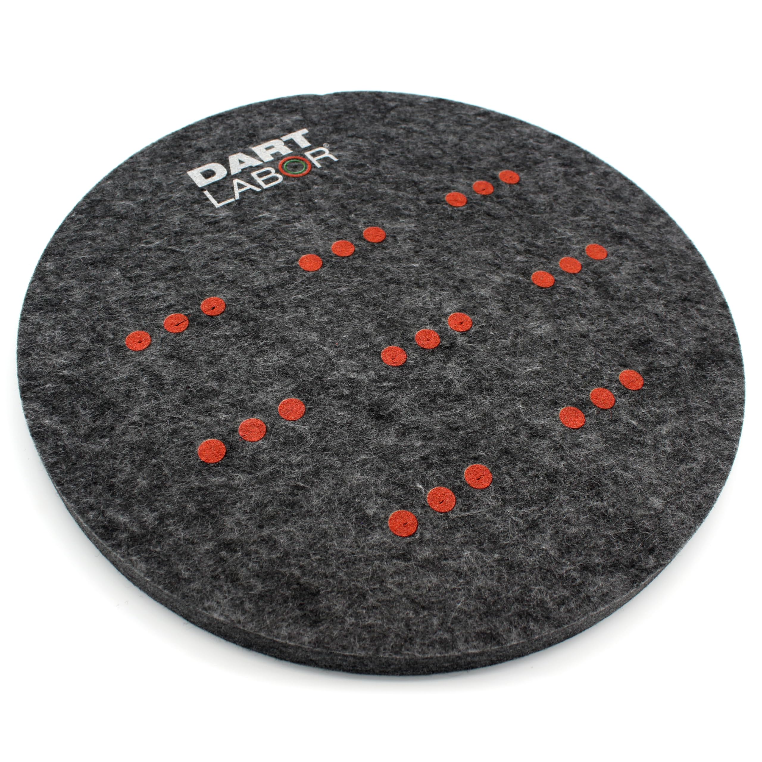 Dart Labor Vlies Darthalterung anthrazit ø 45 cm | Platz für 24 Darts in Vorstanzungen | Aufbewahrung von Steeldarts + Softdarts | Recyclingpolyester | Made in Germany