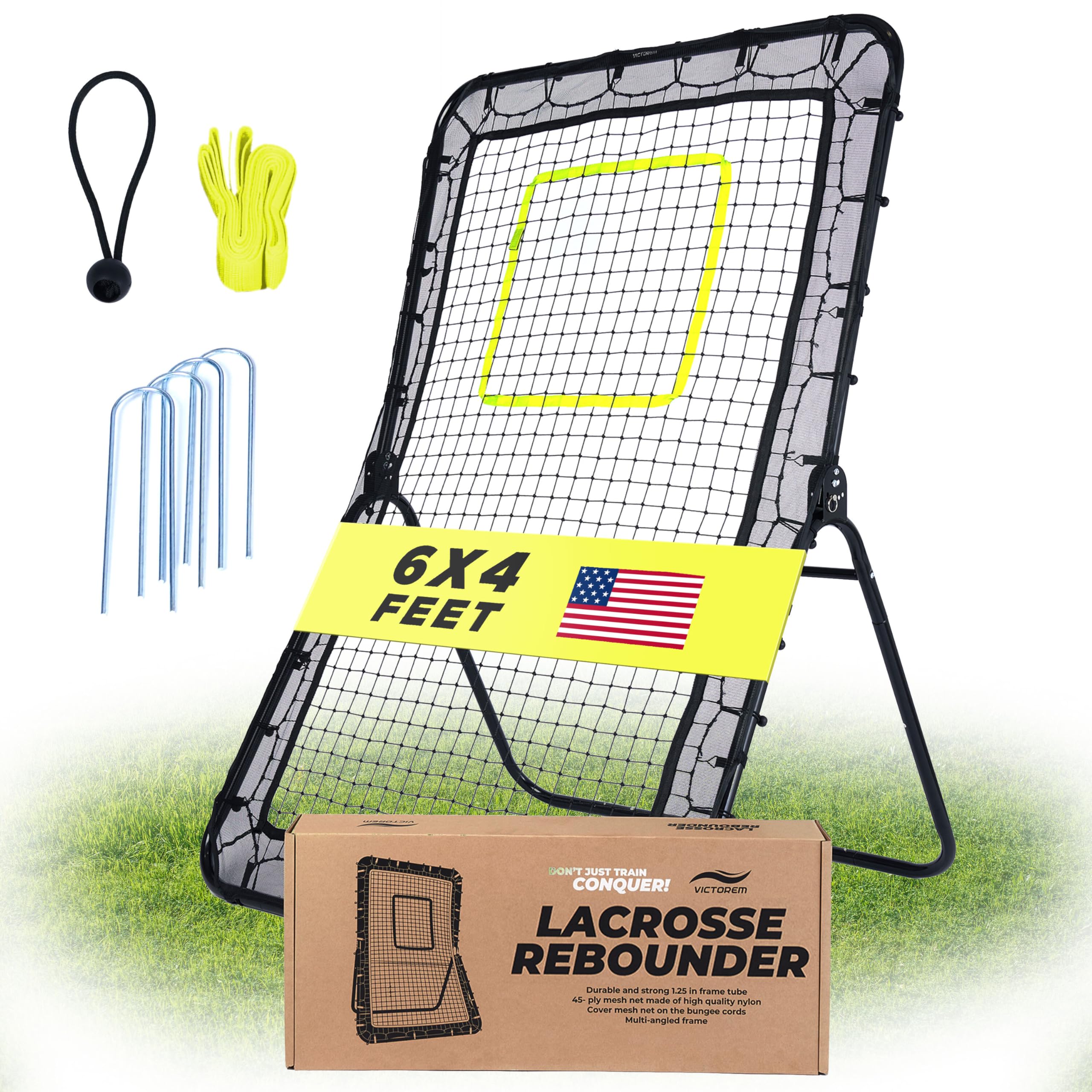 Victorem Lacrosse Rebounder - Bounce Back, Pitch Back Rebounder for Lacrosse, Baseball and Softball Training with Extra Net