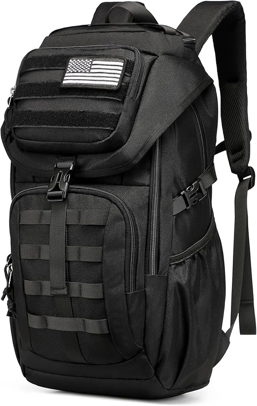 Wotony Tactical Assault Pack Backpack Molle Military Backpack Outdoor Hiking Camping Rucksack Waterproof backpack for men (Black, 25L)