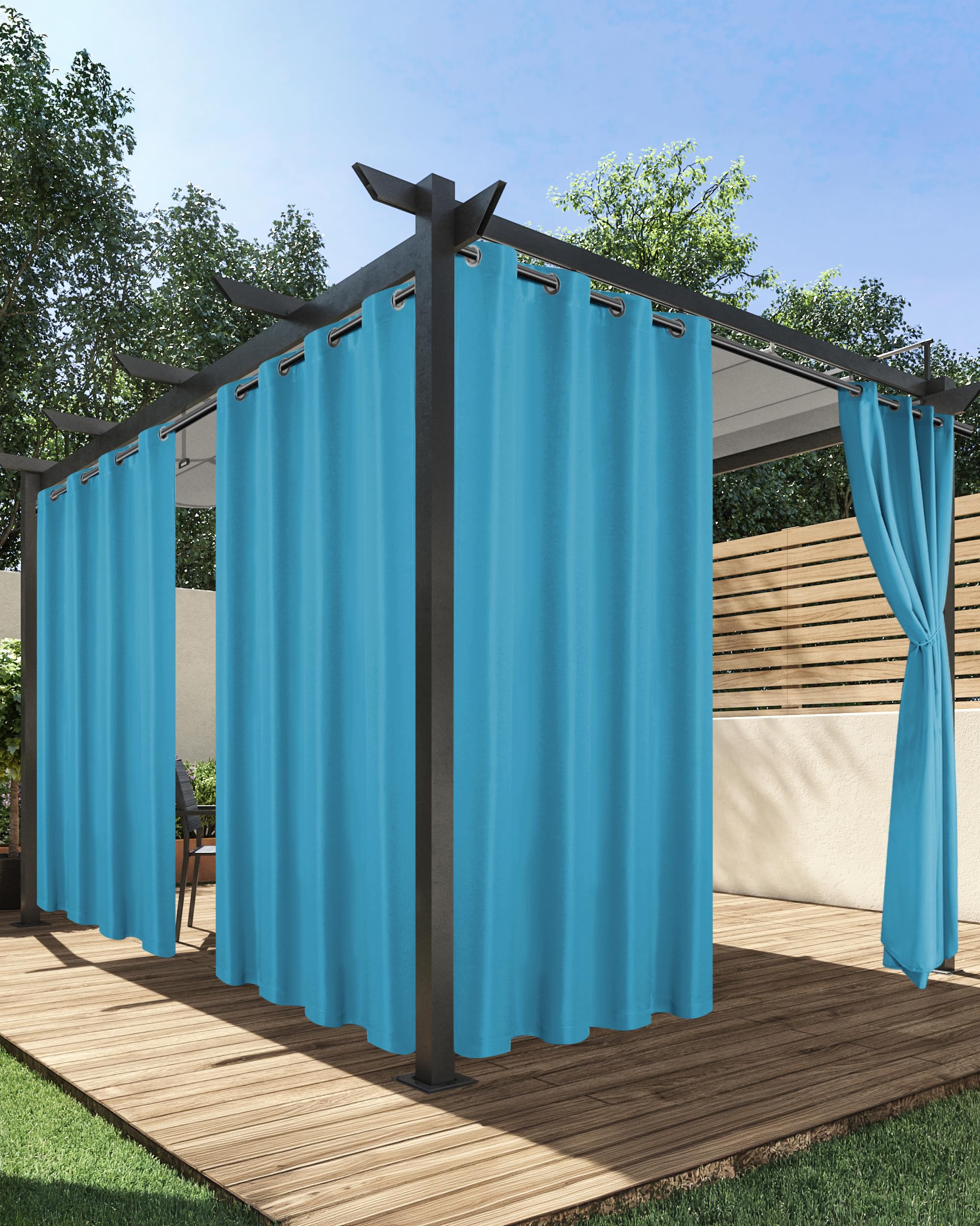 HolidayIdeas Outdoor Curtains for Patio Waterproof, 4 Panels - 54 x 120 Inch - Privacy Protection & Light Filtering Curtains Teal Grommet Outside Curtains for Porch, Gazebo, Pergola, Backyard — image 1