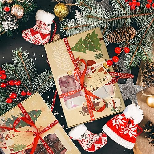 Miniatura 6 de Paquete de 12 cajas de galletas de Navidad con ventana, cajas de golosinas de panadería, caja de regalo para hornear, cajas de regalo de papel kraft
