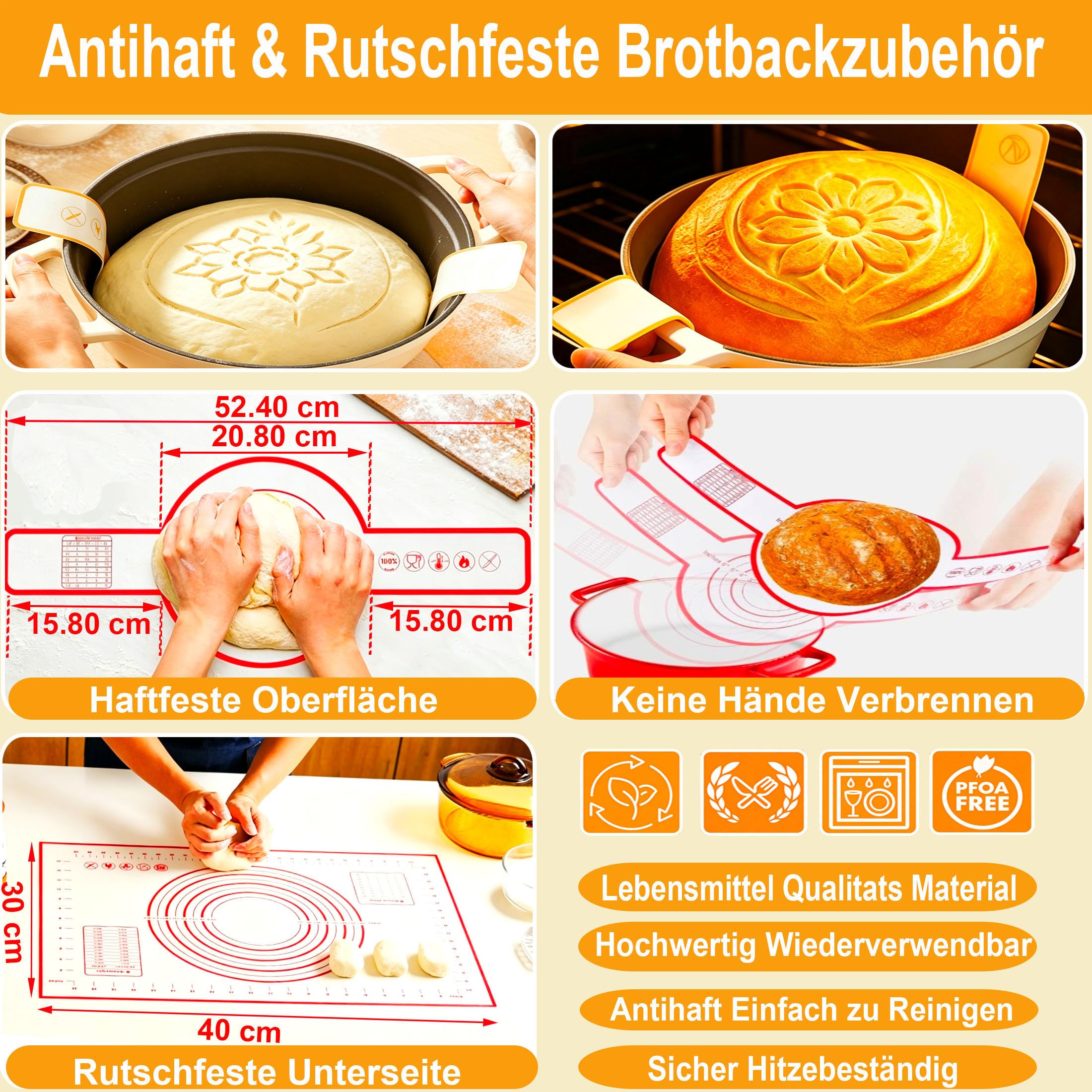 Gärkörbchen von Sauerteig Starter Set, 2 Gärkorb – Gärkörbchen Rund 23cm, Oval 25cm, Sauerteig Starter Glas, Brot Backen Zubehör, Brotbackzubehör, Geschenk für Anfänger, Erfahrener Bäcker