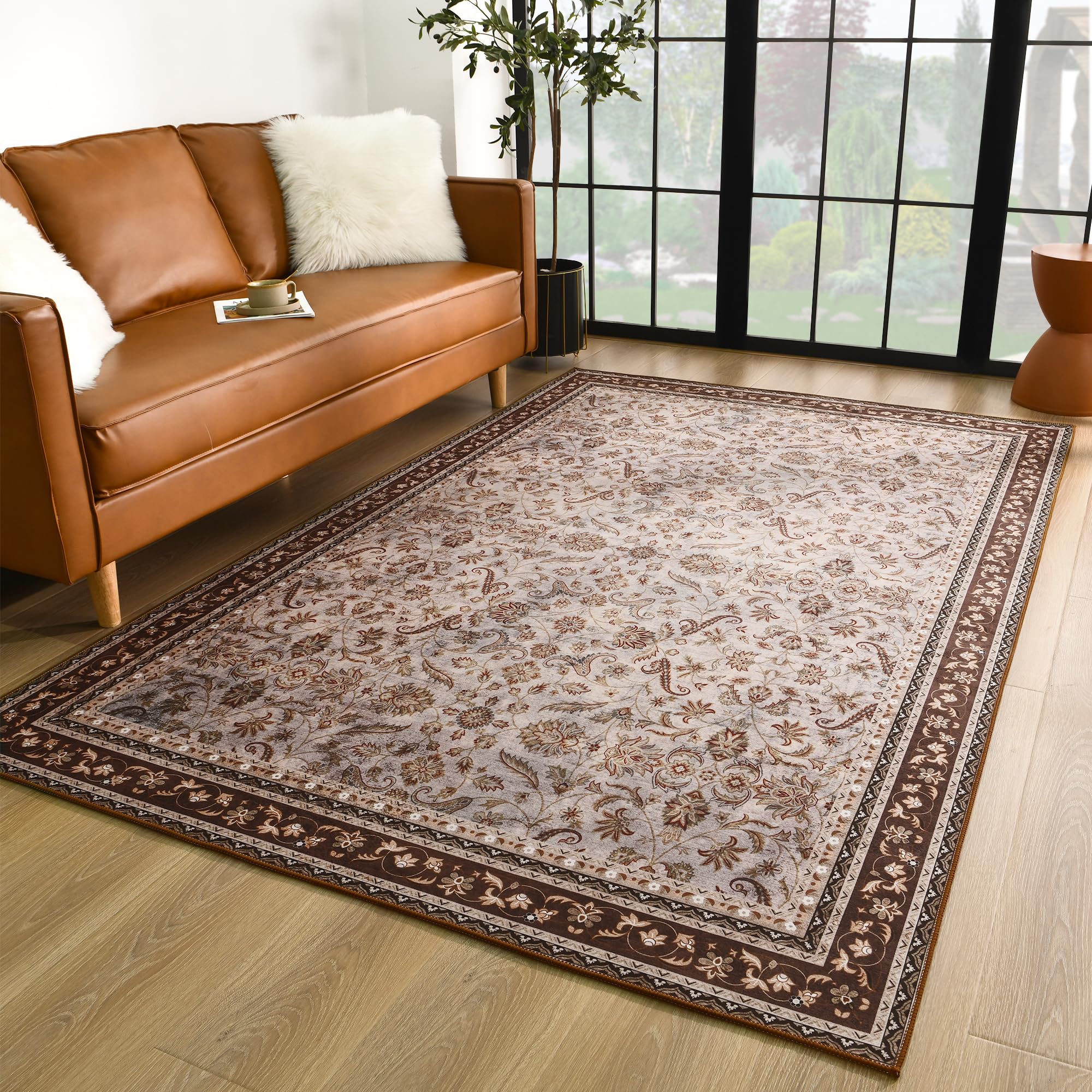 NEOCOZY 5x8 Vintage Rug,Washable Rug, Antique Collection Area Rug, Stain Resistant Rugs for Living Room Bedroom Dining Room