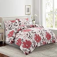 Vista 12 de Marina Decoration Juego de funda de edredón de 3 piezas con 2 fundas de almohada, con estampado floral de tinta azul, tamaño King