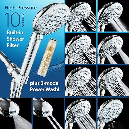 Miniatura 4 de AquaCare 4X High Pressure 10-mode Filter Handheld Shower Head with Dual Power Wash - Clean Tub, Tile & Pets, Remove Chlorine, Metals & Toxins from