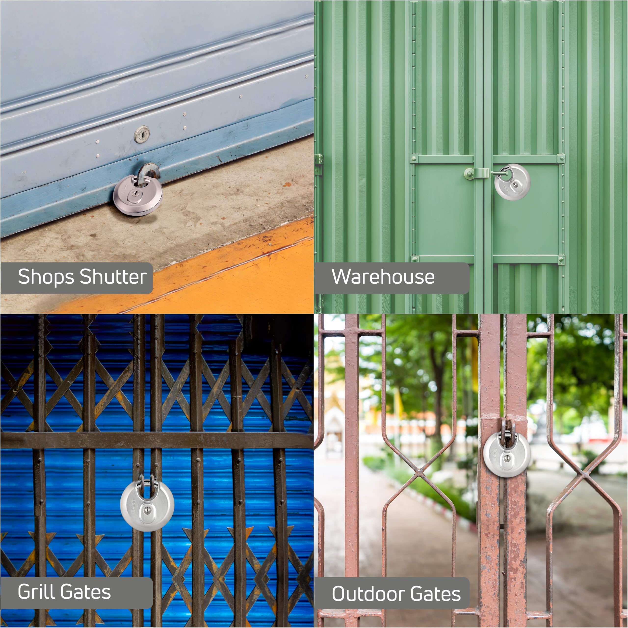 AIDO by dormakaba Group 70mm Heavy-Duty Disc Padlock | Gates, Shops, Warehouse Shutters & Outdoor | 4 Keys I Rust-Resistant | Anti-Sawing | Boron Shackle |Stainless Steel | 2 Yr Warranty — Amazon image 2