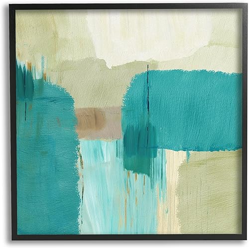 Stupell Industries Turquoise Brush Strokes Framed Giclee Art by Flora Kouta