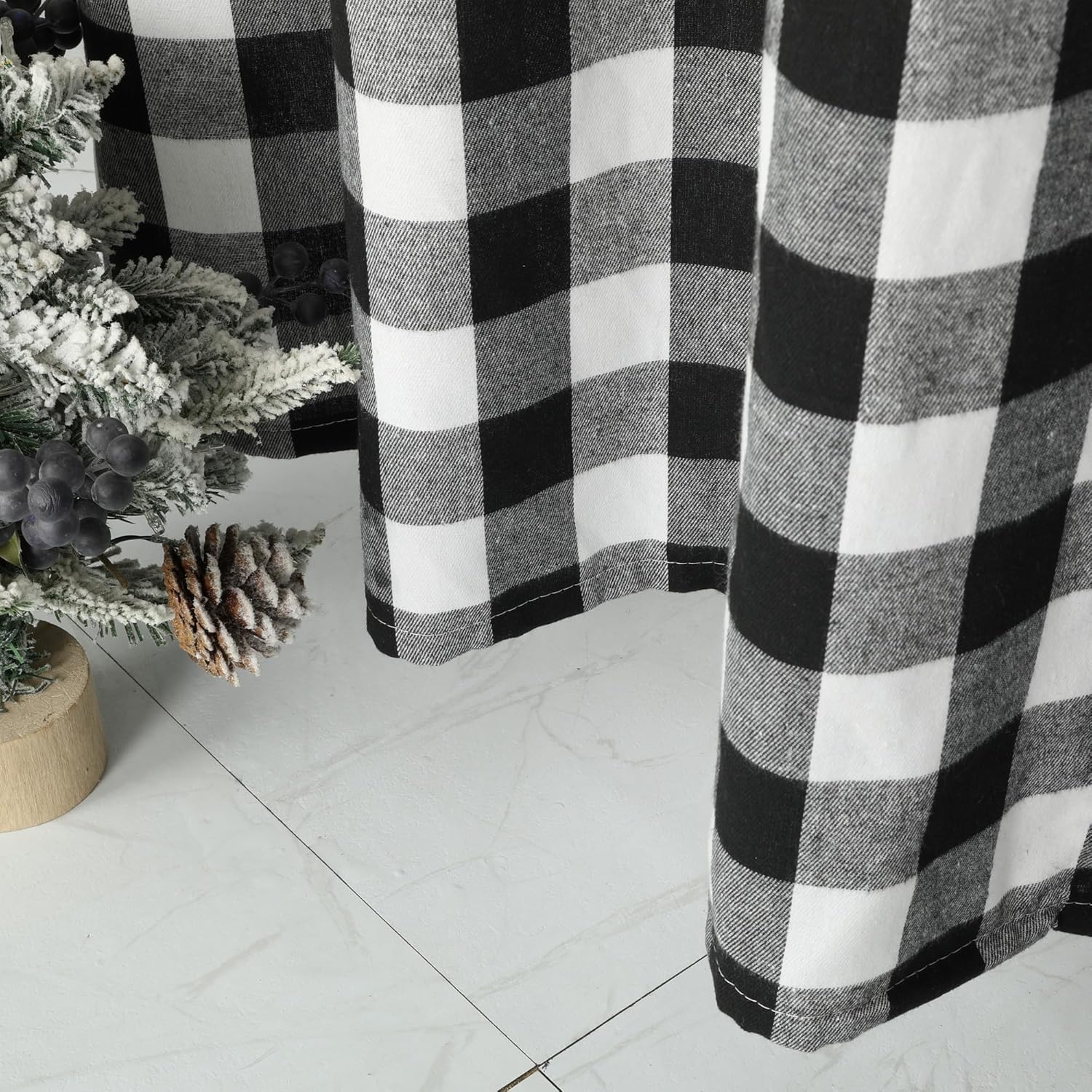 Buffalo Plaid Window Curtains for Living Room Black White Check Farmhouse Home Decor Grommet Light Filtering Window Treatment Curtain Drapery, 2 Panels, 52 x 84 Inch