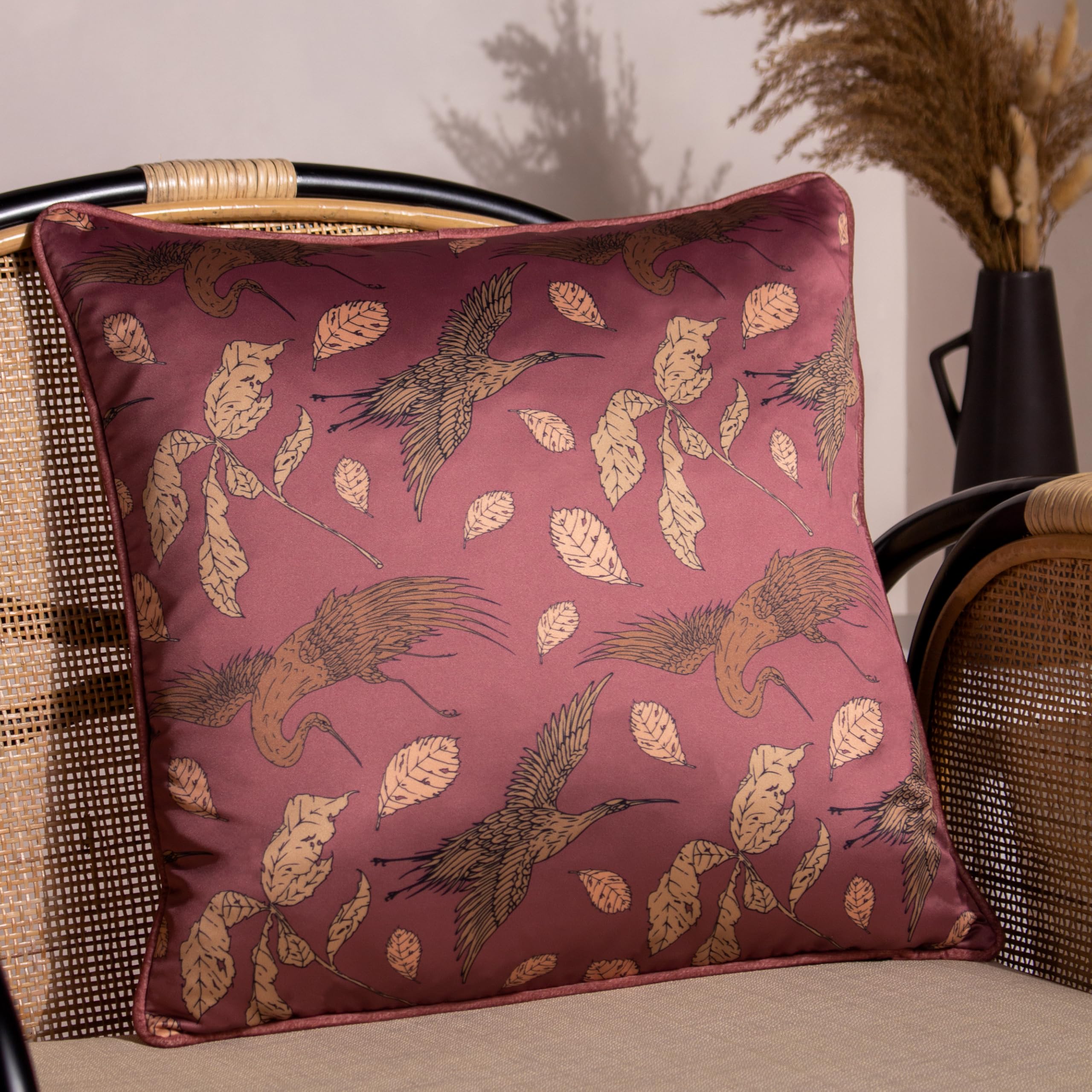 Paoletti Harper Feather Filled Cushion - Twin Pack, Mulberry, 45 x 45cm