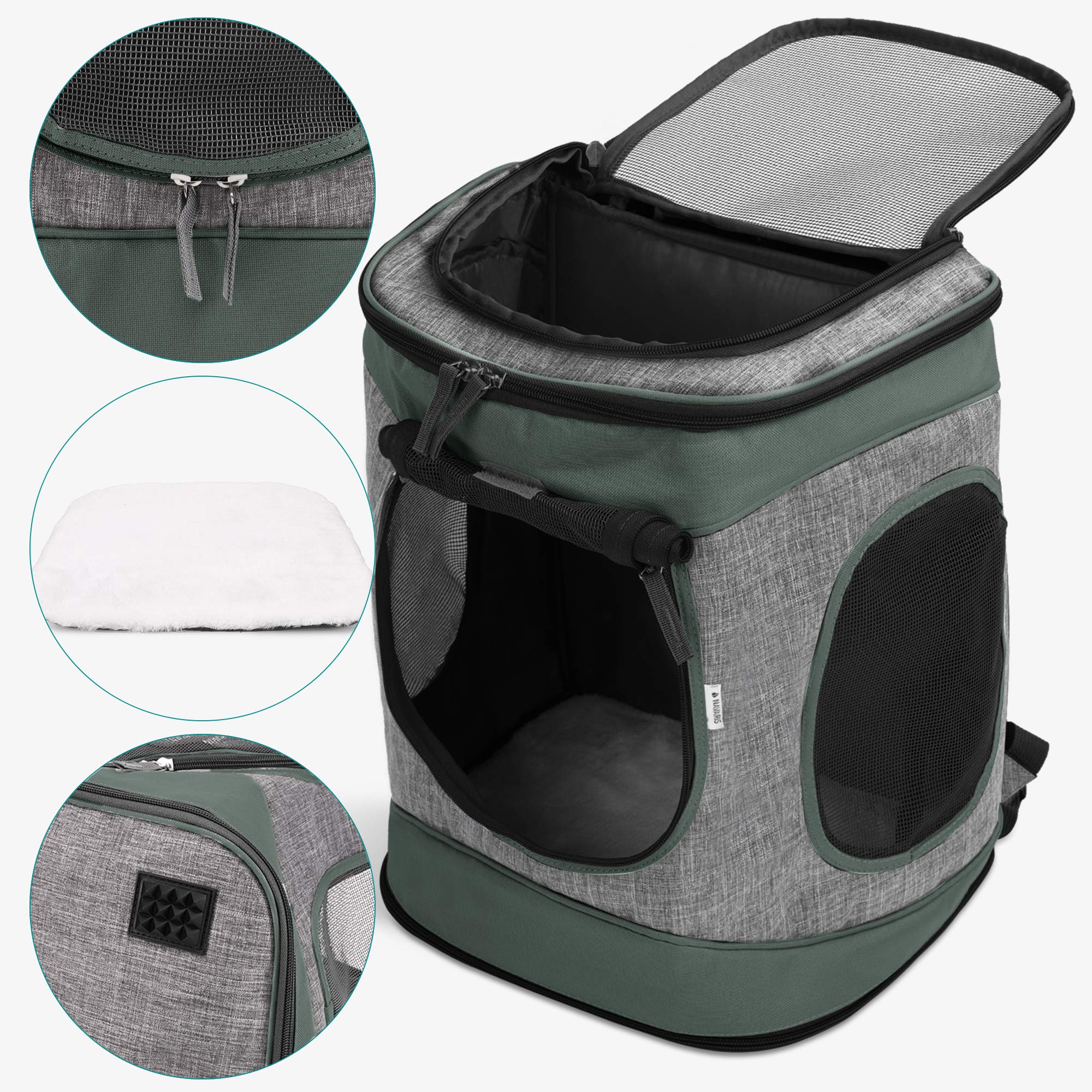 Sac De Transport Pour Chat/chien Voiture - Panier Avec Coussin, Laisse, Sangles Et Poche, Pour Console Avant Ou Arrière (38x24x24 Cm)