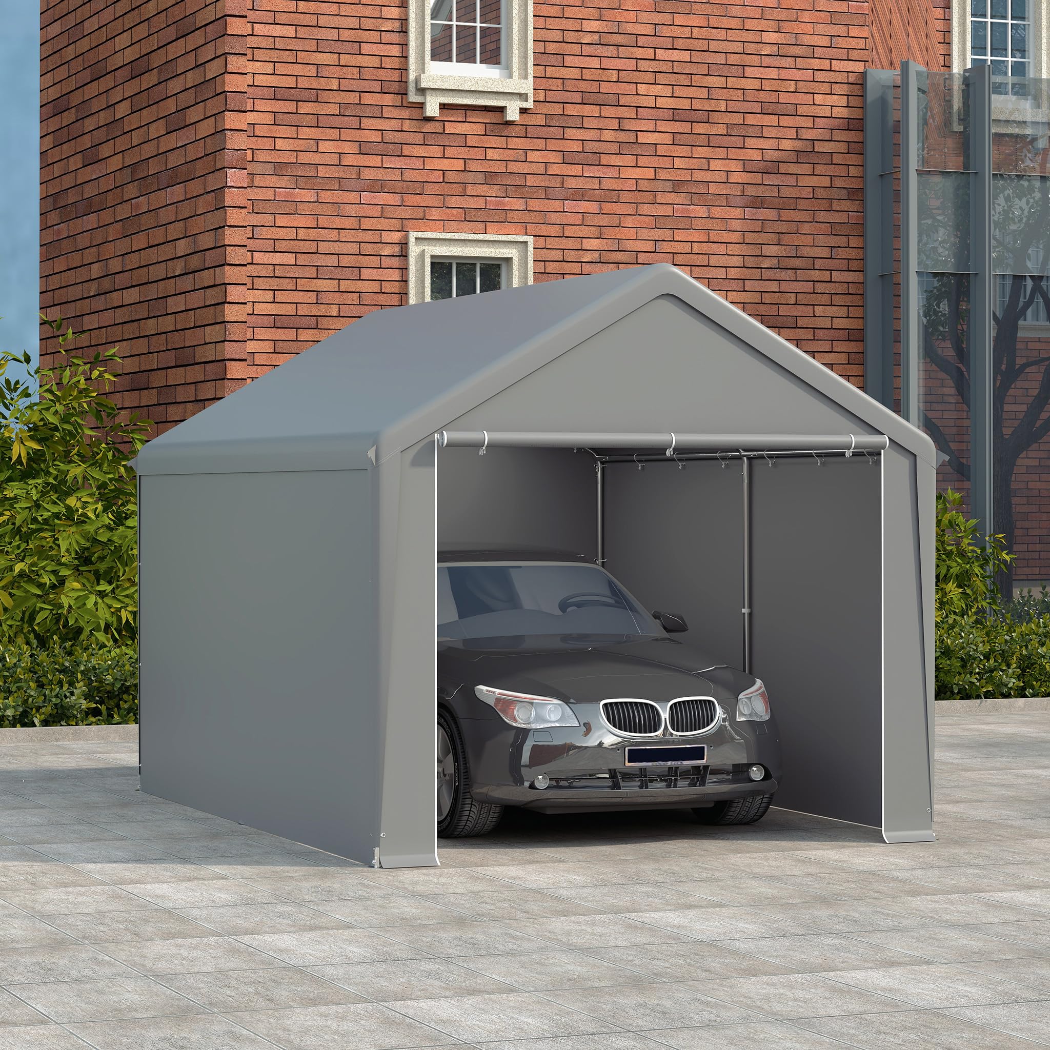 FIVMEN Carport - Tienda de campaña de 3 x 4 m, con paredes laterales extraíbles, resistente al invierno, para coche, SUV, camión, color gris