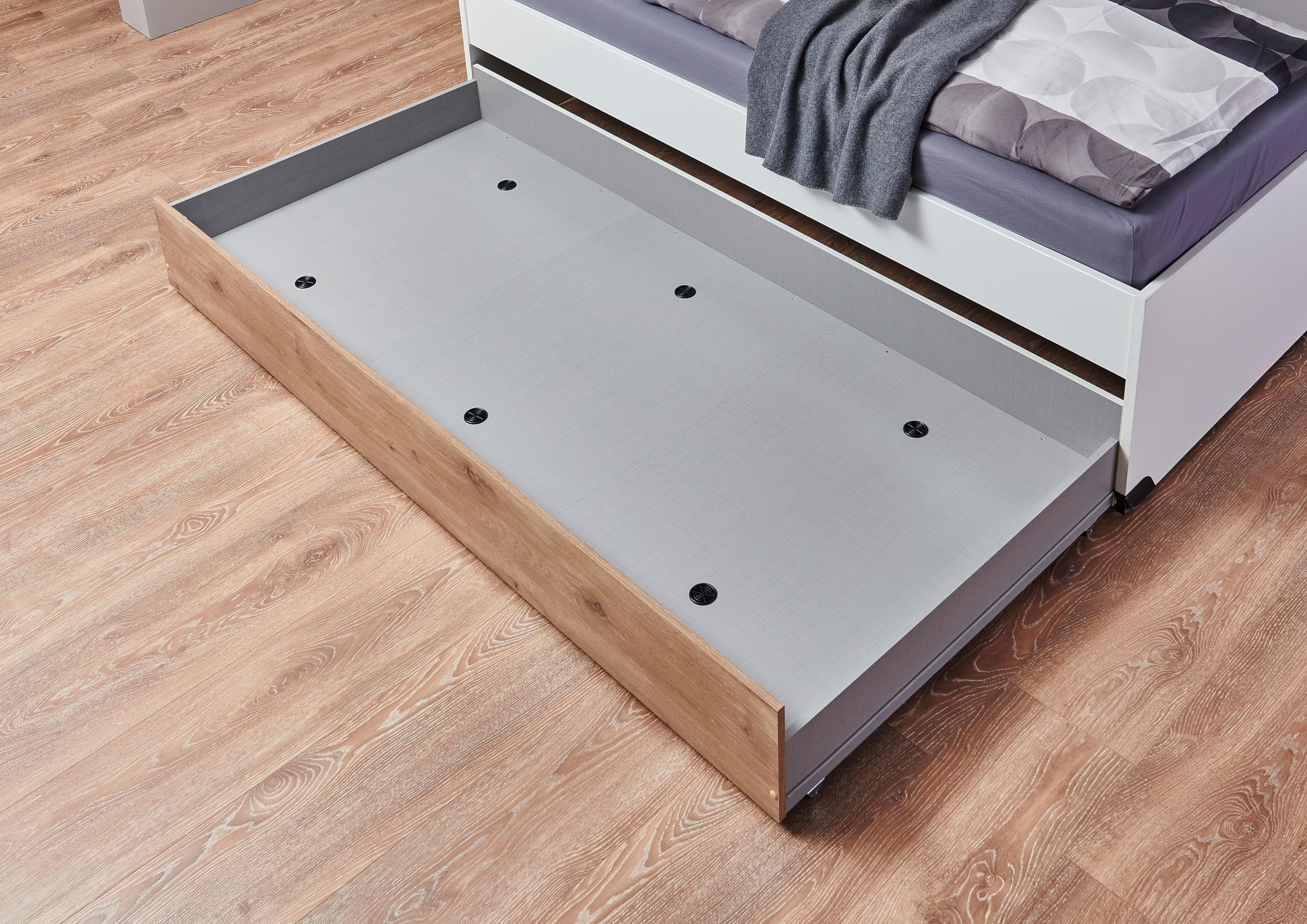 Jugendzimmer Norderney – Kinder- und Jugendzimmer in Weiß oder Weiß und Viking Oak mit großartigem begehbarem Kleiderschrank - Verschiedene Set Varianten (8 teilig in Weiß und Viking Oak)