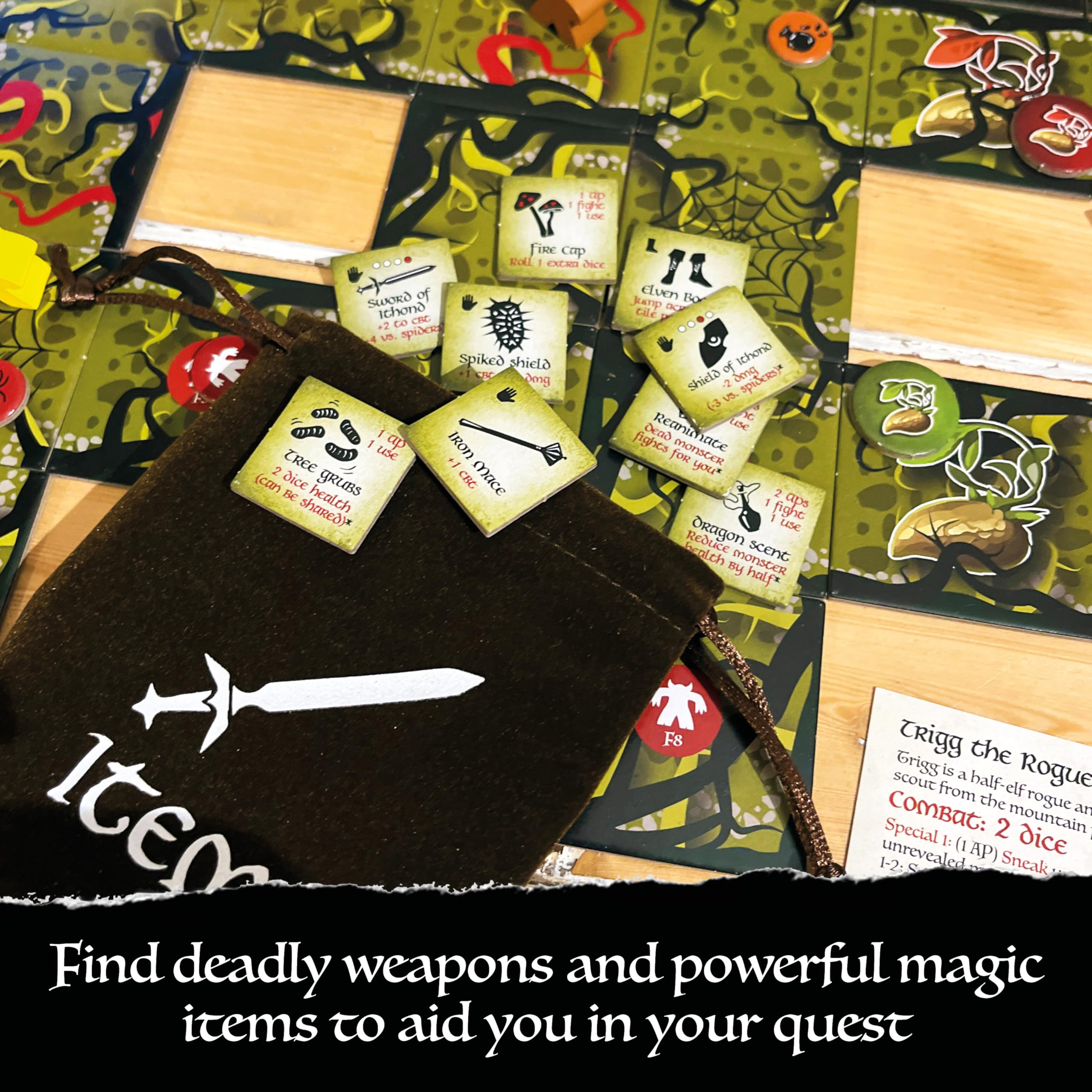 Bag of Dungeon 2 – Der verfluchte Wald | Fantasy-Dungeon-Crawler Brettspiel | 1–4 Spieler | Ab 7 Jahren | Eigenständiges Spiel oder Erweiterung | Mit Bag of Dungeon kombinierbar | Englische Ausgabe