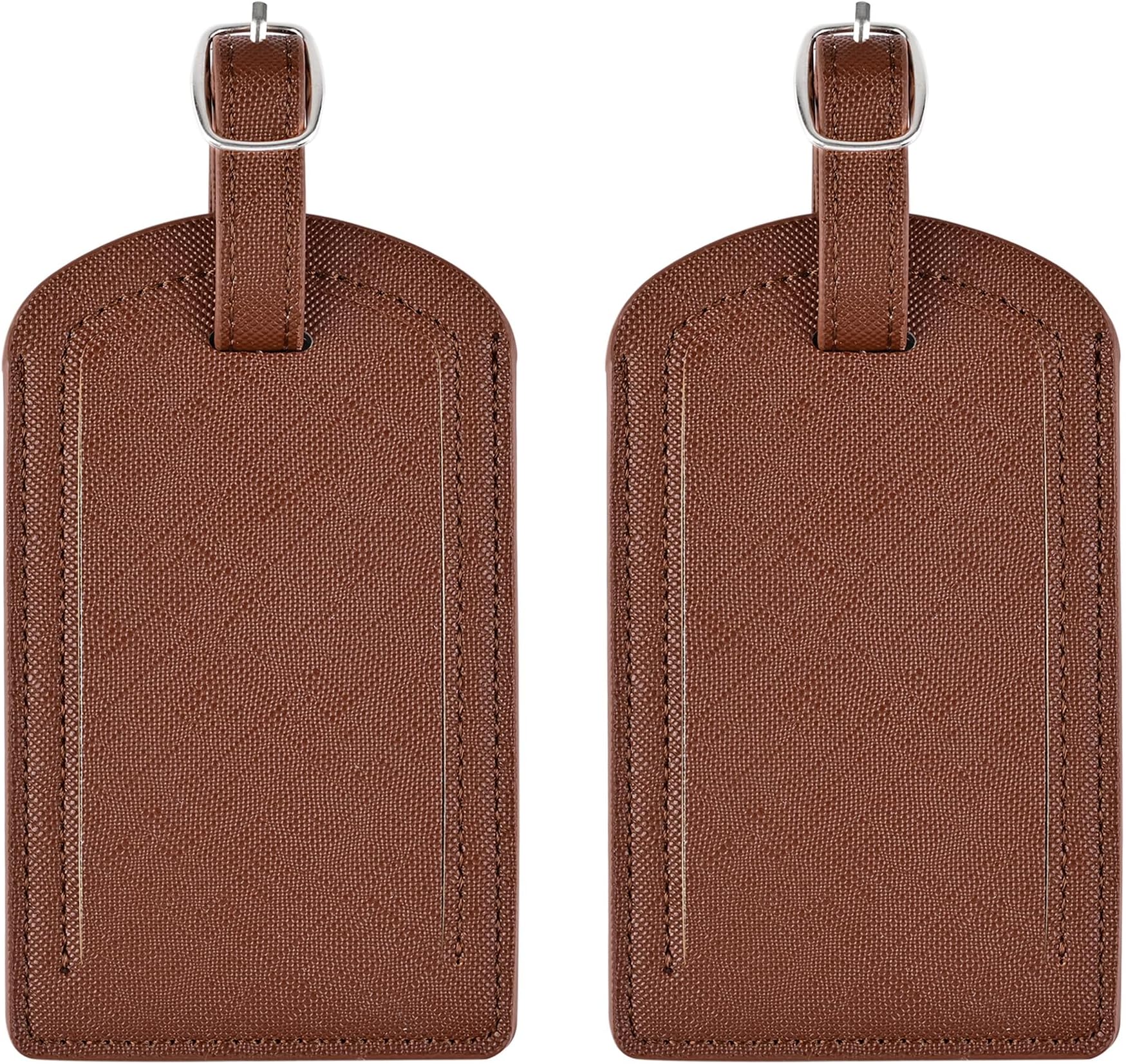 Premium Colored Luggage Tags for Luggage, Travel Bags and Suitcases by Adventure Goods - Pack of 2 (Brown)