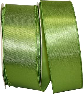 Reliant Ribbon 92575W-043-40K Satin Value Wired Edge Ribbon, 2-1/2 Inch X 50 Yards, Moss