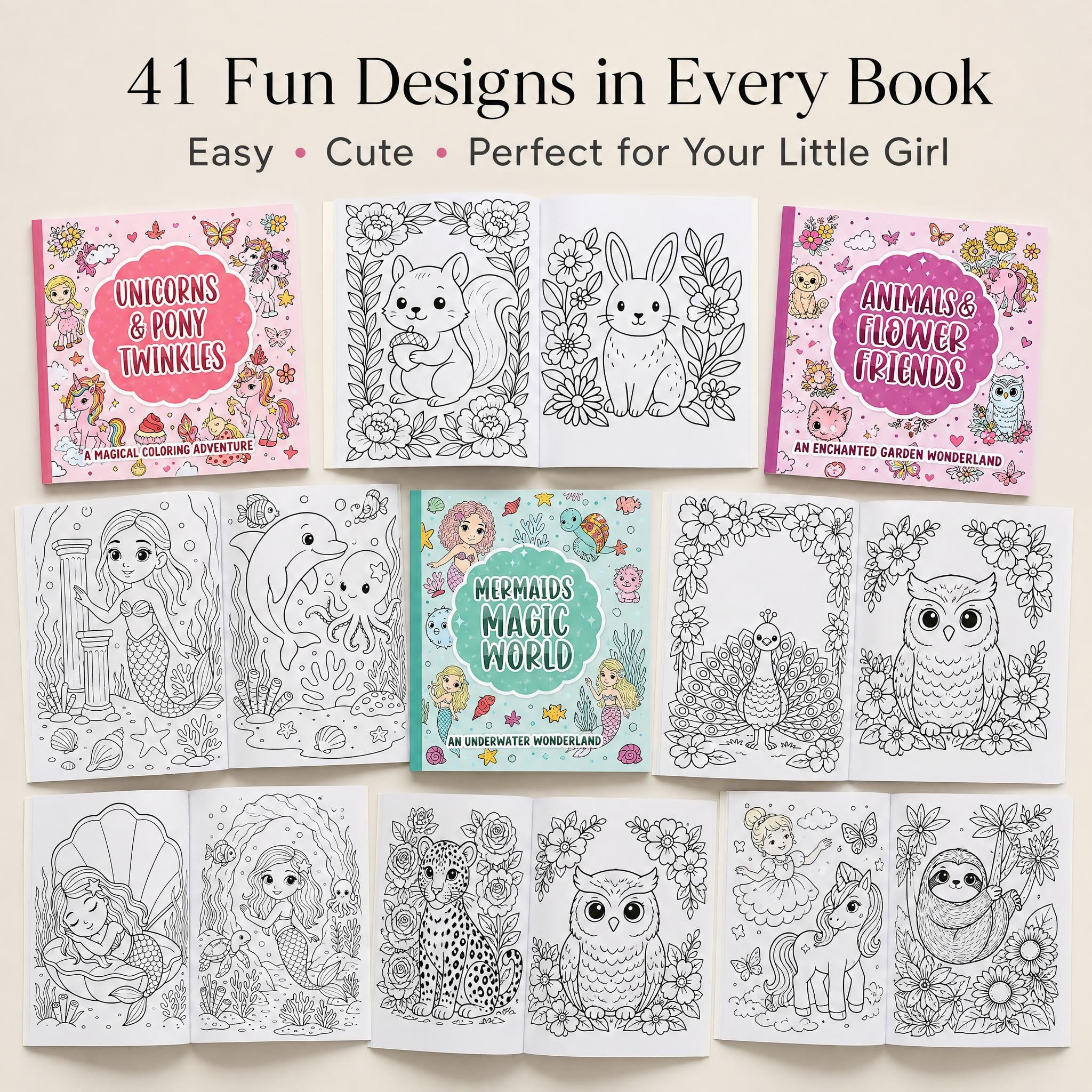 ZICOTO Fun Coloring Books for Kids Set of 3 - Cute Princess, Unicorn & Mermaid Coloring Book for Girls Ages 4–8 - Easy to Color Toddler Gift with Magical Themes for Your Creative Little Princess Product Image 5