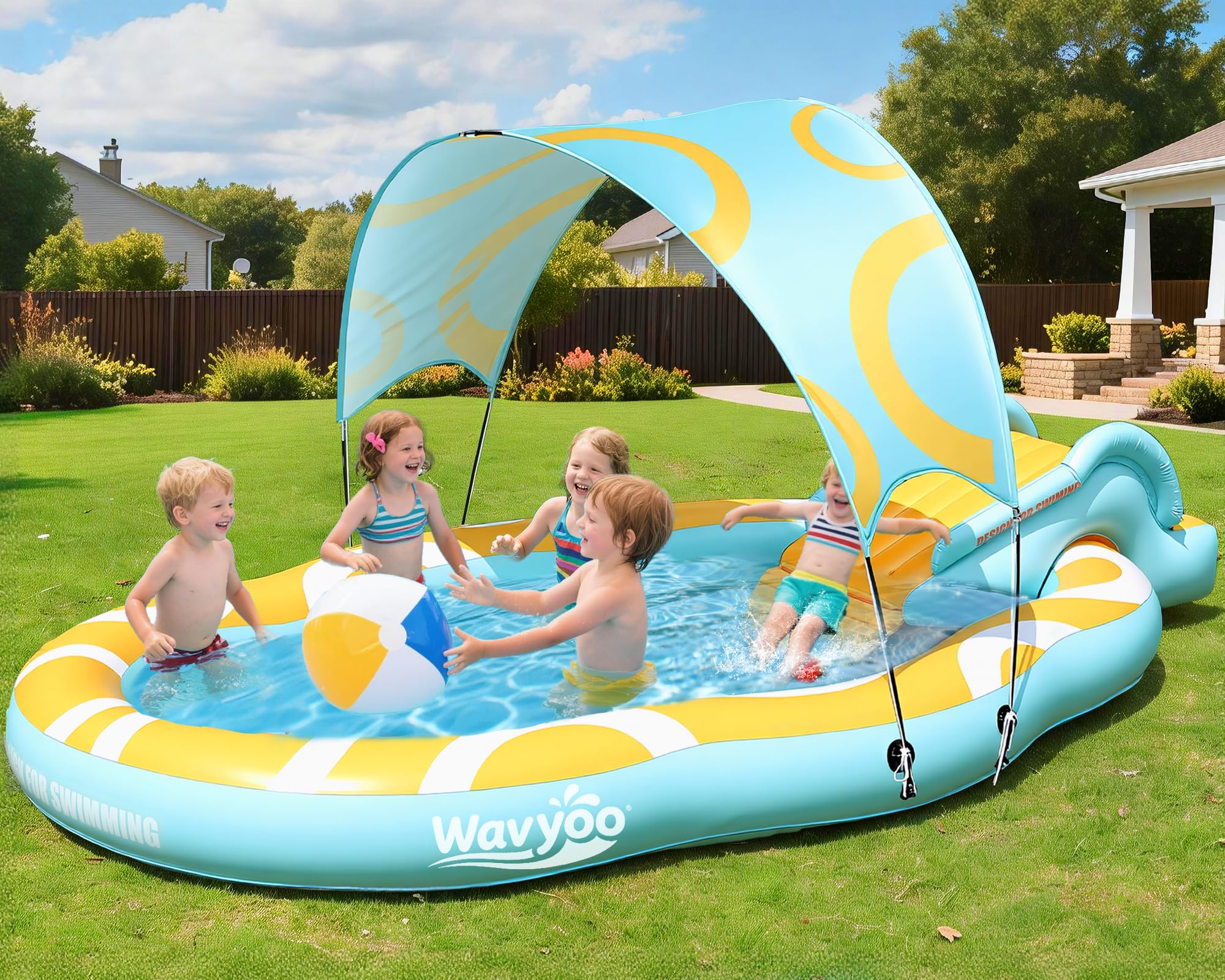 Photo 1 of WavYoo Inflatable Toddler Pool with Slide & Canopy