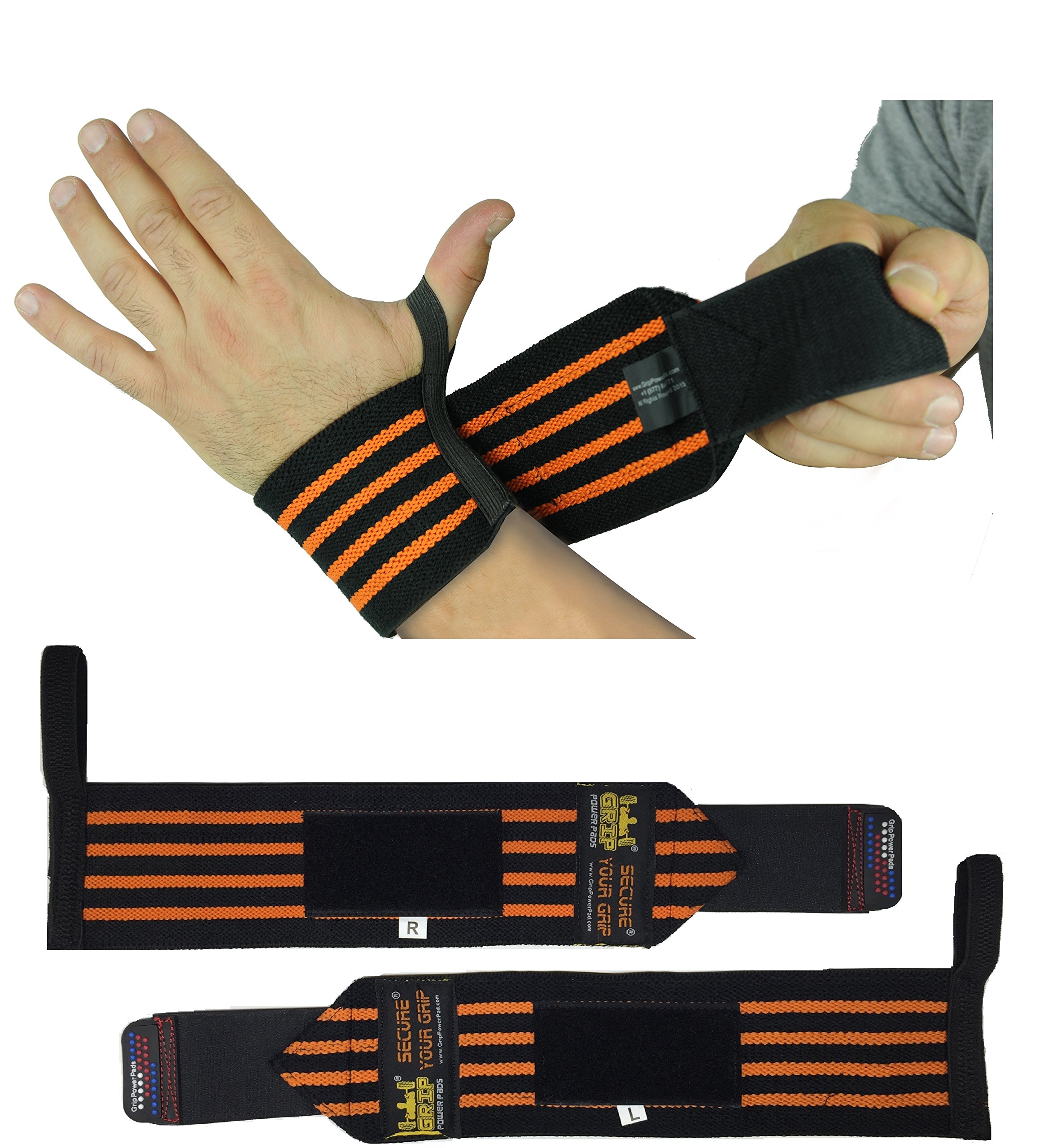 Grip Power Pads Fasce per Allenamento 1 Paio (2 Fasce), per Palestra, polsiera in Cotone, per Uomo e Donna, di Prima qualità, con PRO Rubber
