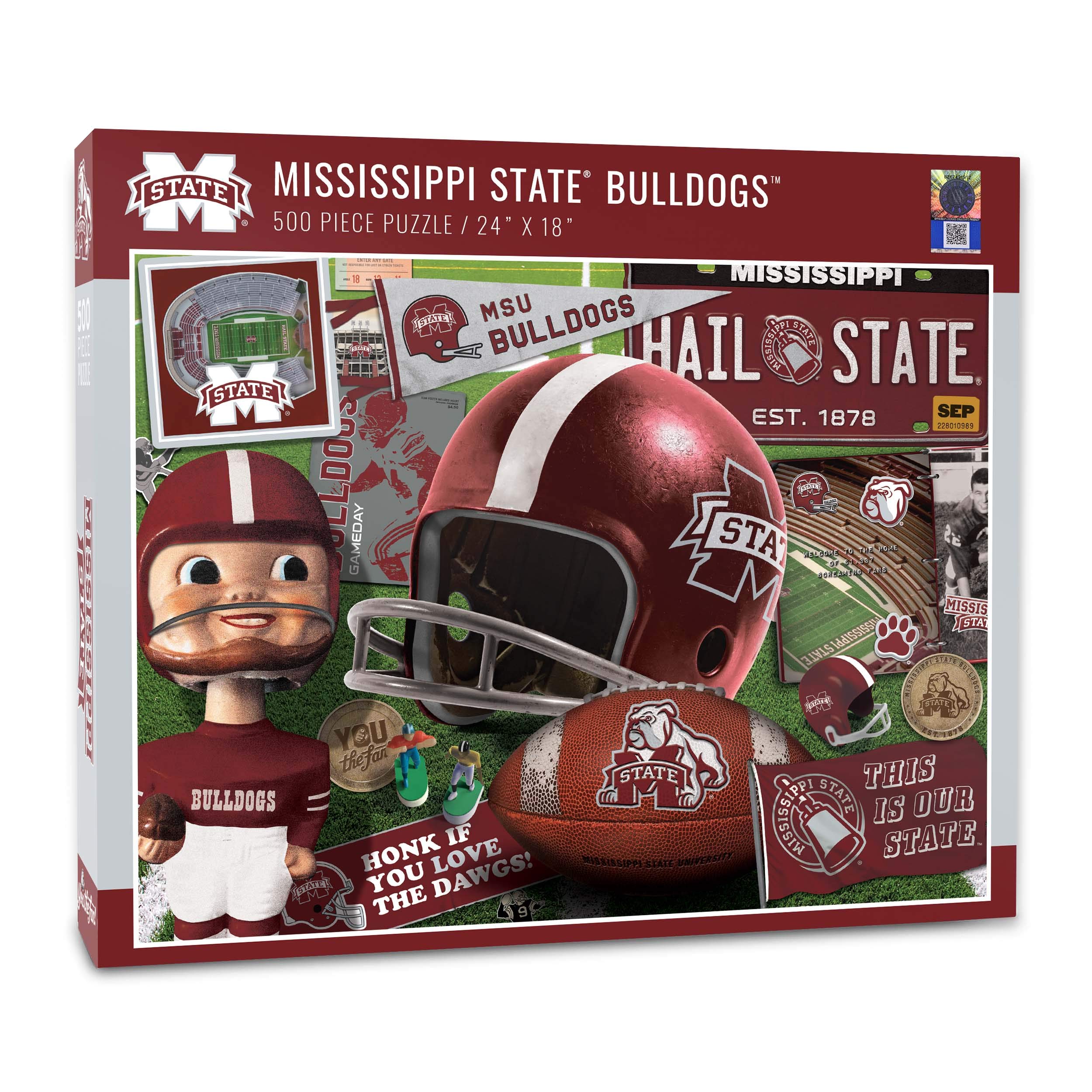 NCAA Mississippi State Bulldogs Retro Series Puzzle, Team Colors, Large