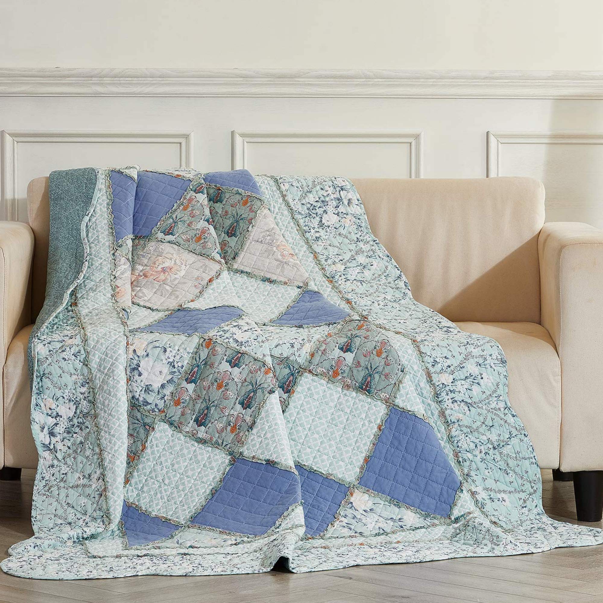 Copriletto Singolo 150x200cm Microfibra - Trapunta Floreale Reversibile - Foto 5