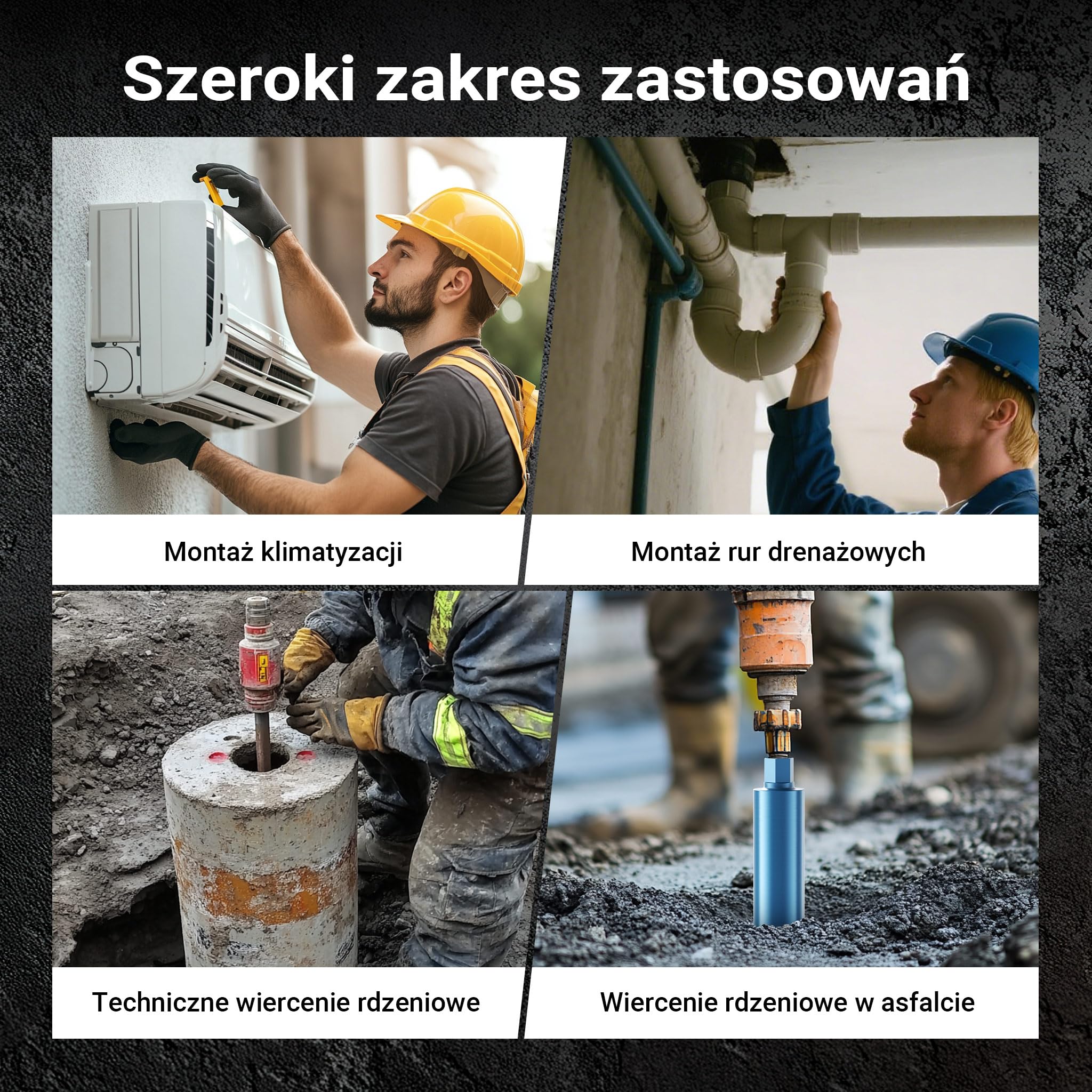 Wiltec Wiertło diamentowe koronowe typu Shark Ø 82 mm o długości 450 mm, 1¼ UNC, do wiercenia w betonie, kafelkach, kamienia i granitu