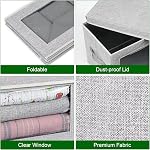 DIMJ Fabric Storage Box with Lid - 4 Pack Stackable Large Closet Storage Bins with Lid & Clear Window for Clothes, Foldable Decorative Basket Organizer Living Room,Bedroom,Office, (Ant-Grey)