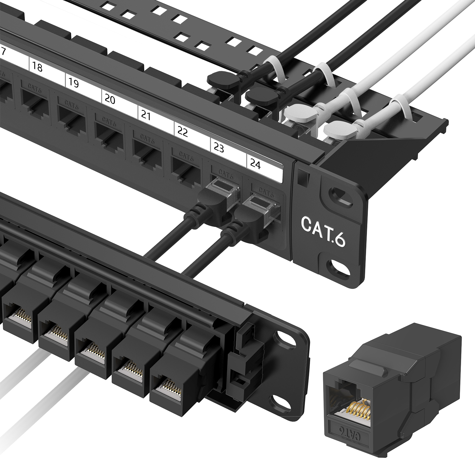 Spring Terminal Patch Panel Ethernet Patch Panel 24 Port Patch Panel Cat6A Keystone Patch Panel ...