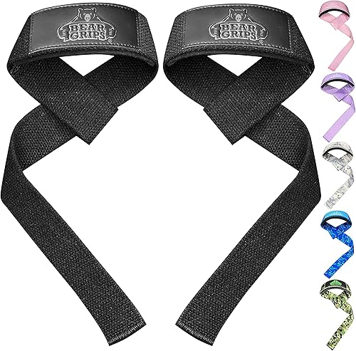 Bear Grips Correas de levantamiento para gimnasio, correas de muñeca para levantamiento de pesas, correas de gimnasio, correas de levantamiento de