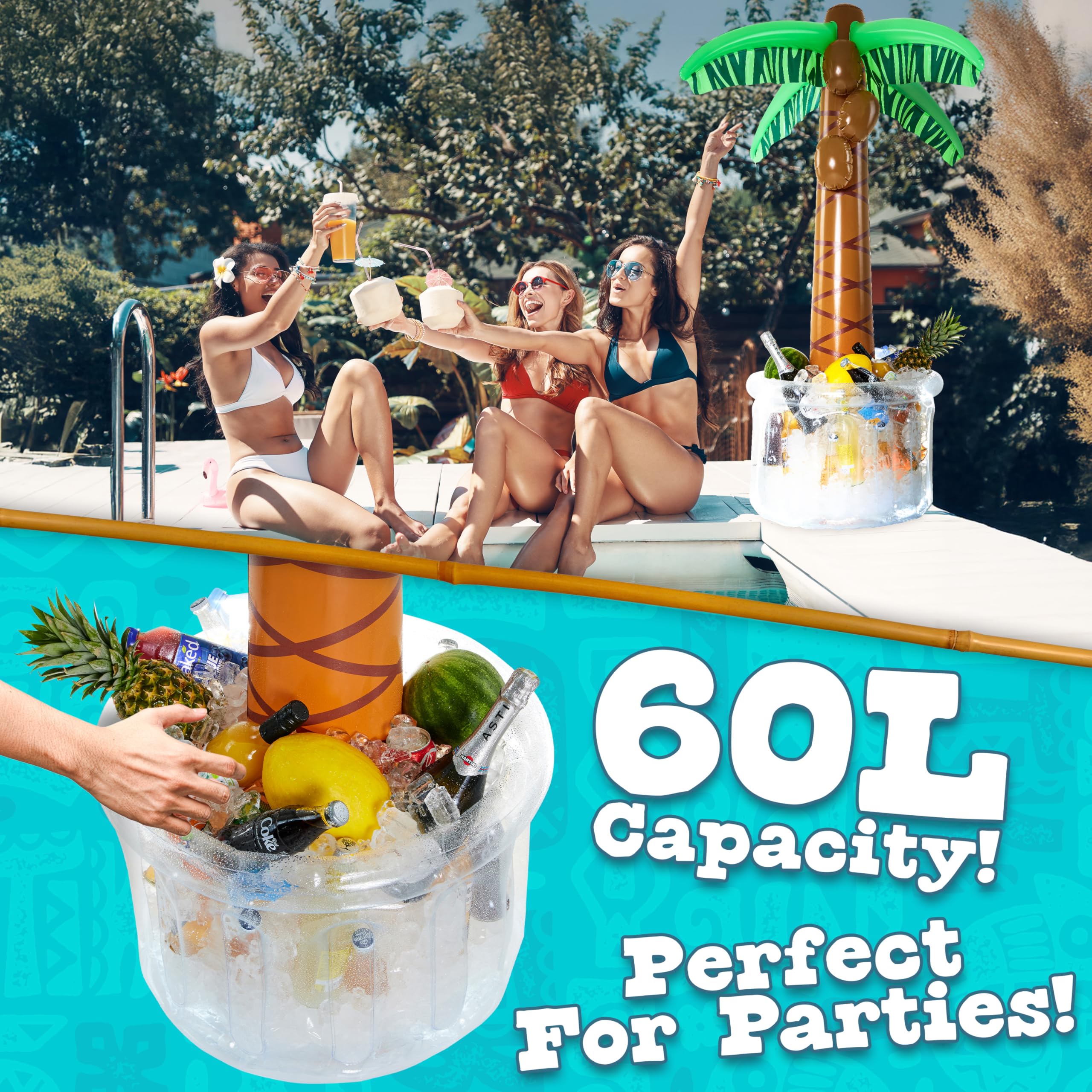 Glacière Palmier Gonflable Géante - Porte-Boissons Hawaïen Pour Piscine Et Fêtes D'Été