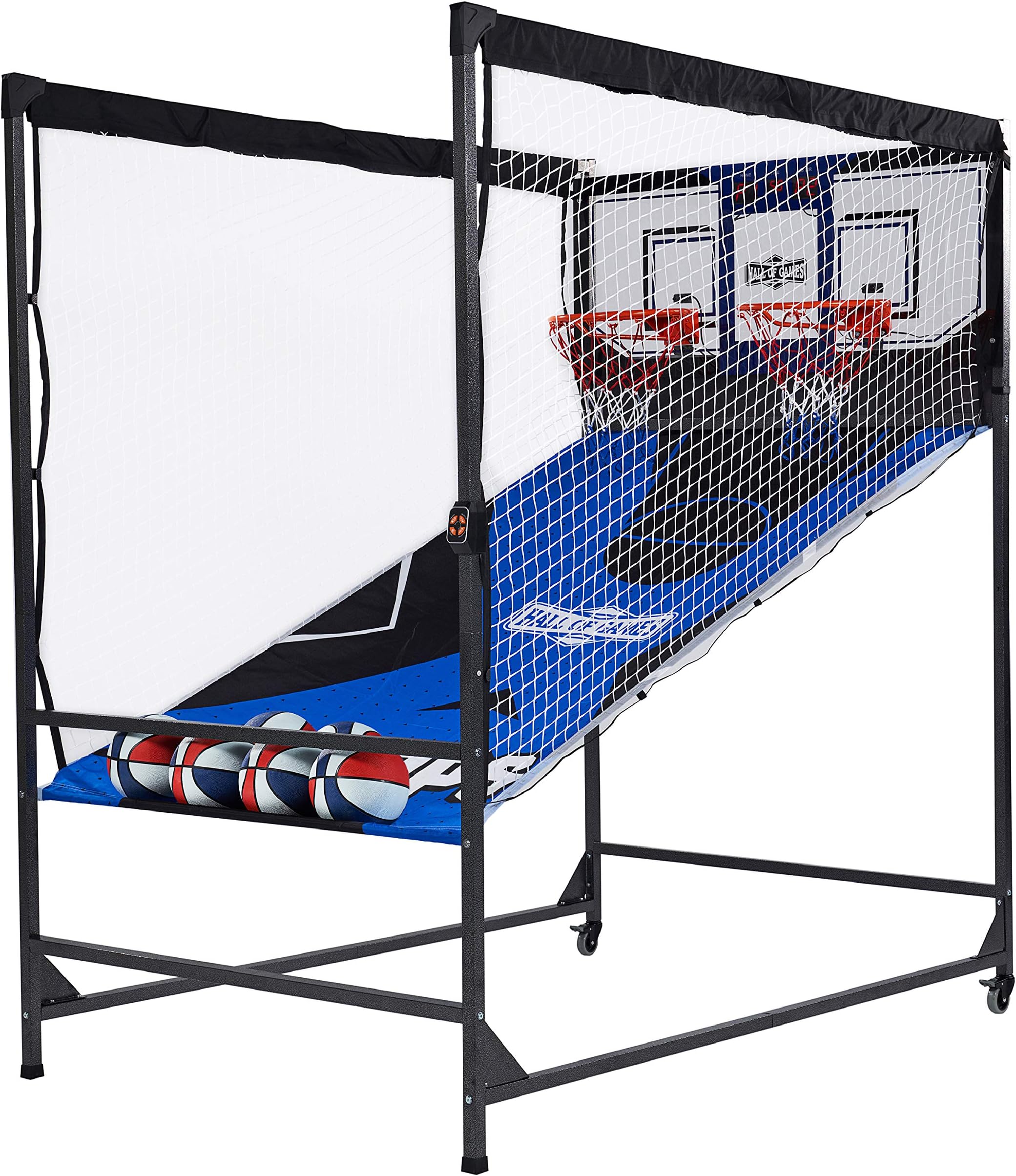 Hall of Games Premium Arcade Cage Basketball Game with Steel Frame and Polyca...
