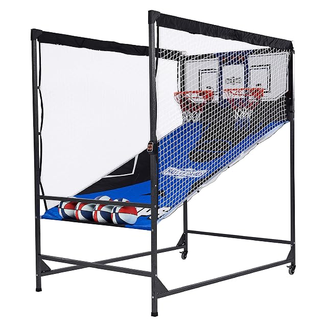 Hall of Games Premium Arcade Cage Basketball Game with Steel Frame and Polycarbonate Backboard