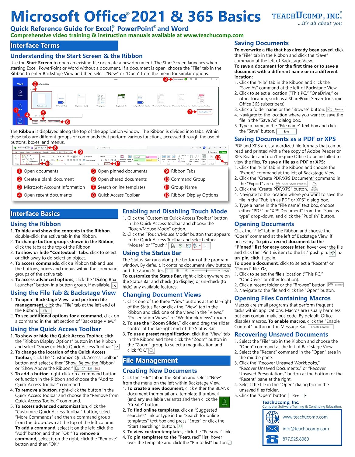 Microsoft Office 2021 and 365 Basics Quick Reference Training Tutorial ...