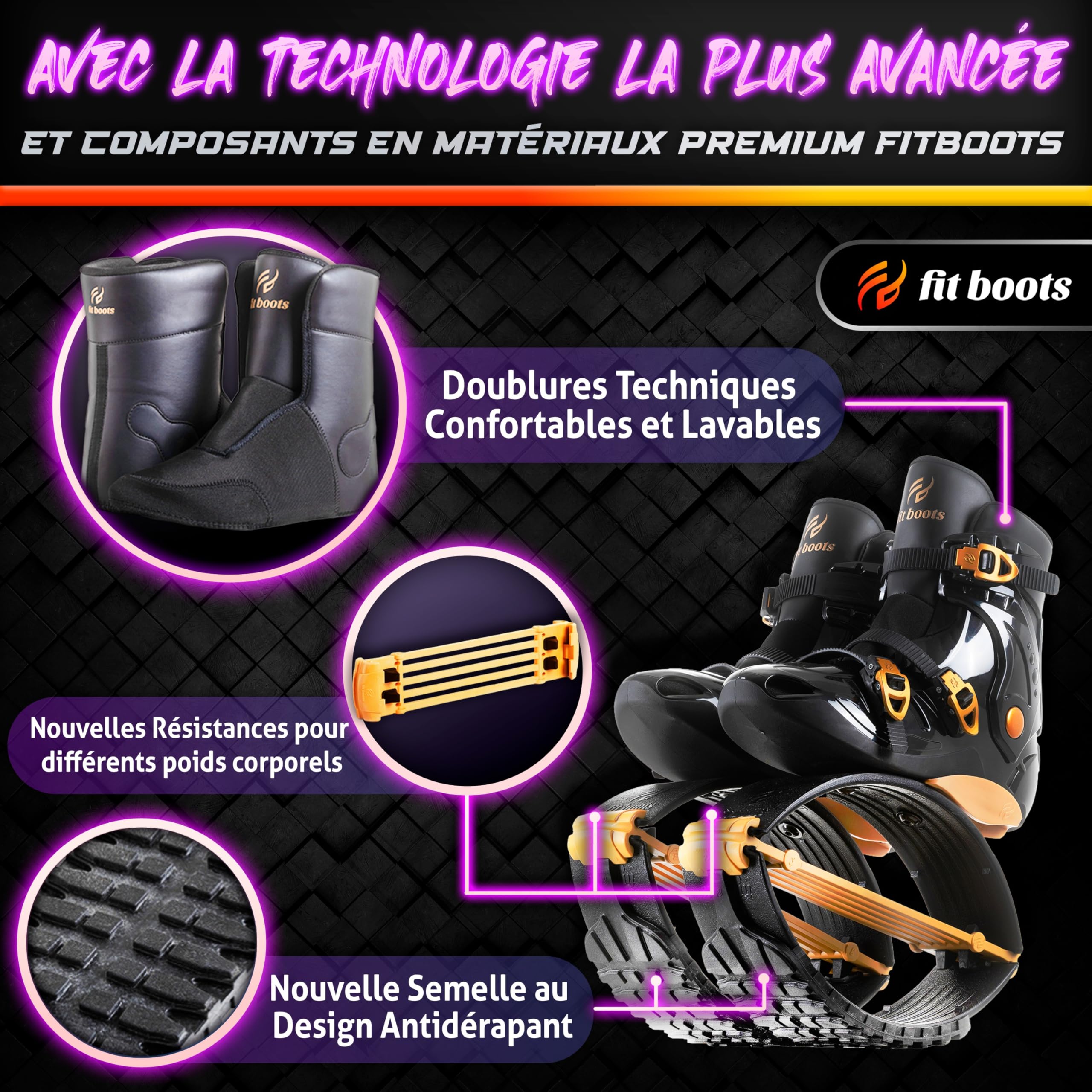 FIT BOOTS - Chaussures rebondissantes de Nouvelle Génération, Chaussures de Saut Originales de la Communauté Internationale d’Entraînement FitBoots Qui Révolutionnent Votre Fitness (Dore)