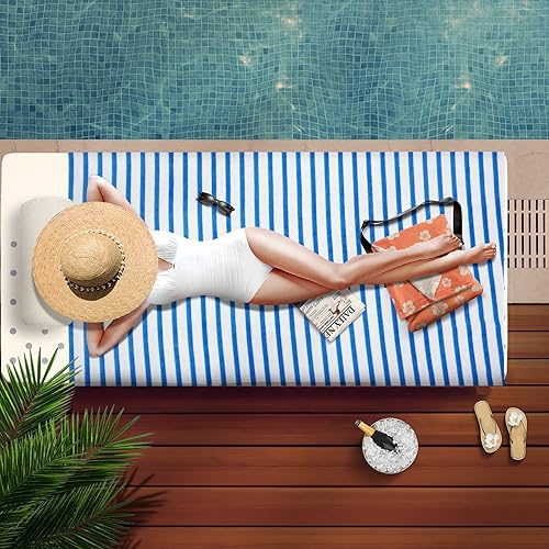 Miniatura 8 de JML Toallas de playa de microfibra, juego de toallas de secado rápido (paquete de 6, 27 x 55 pulgadas), a rayas Cabana, multiusos, para alberca,