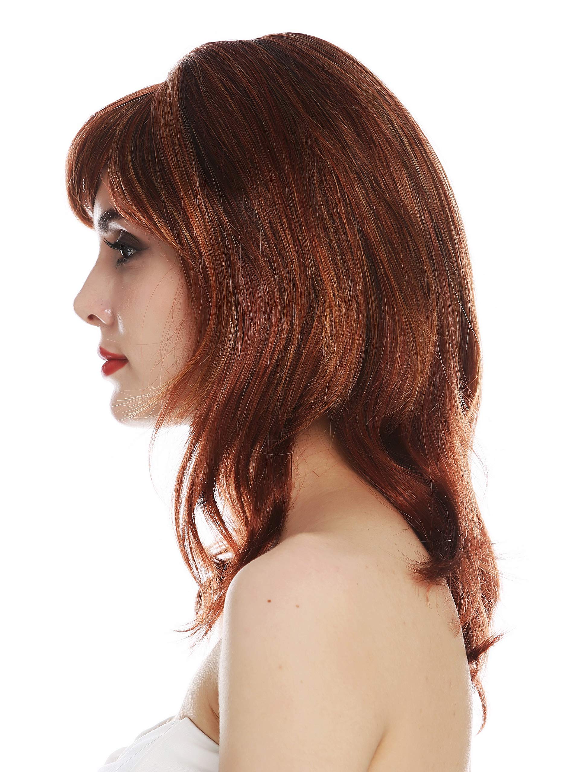 WIG ME UP - TYM-366-MT-R28S wig women's wig medium length shoulder length sleek parting copper red black blonde highlights - Image 3