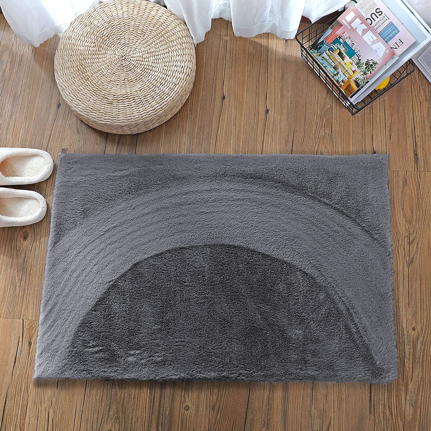 Luxe Home Rabbit Fur Runner - Soft Grey 2x5 Feet -11 Luxe Home Rabbit Fur Runner - Soft Grey 2x5 Feet -11