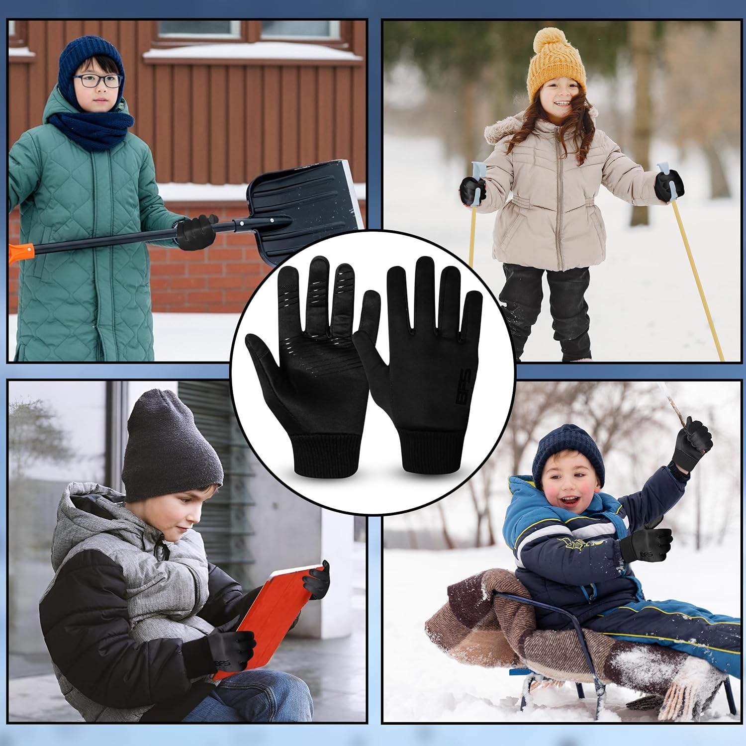 Kids Winter Gloves, Children Warm Thermal Touchscreen Gloves, Anti-Slip, Sports, Cycling Running, Riding Outdoor Gloves for Boys Girls 4-12 Years - Image 8