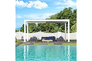 Domi 10x16FT Outdoor Louvered Pergola with Adjustable Steel Roof