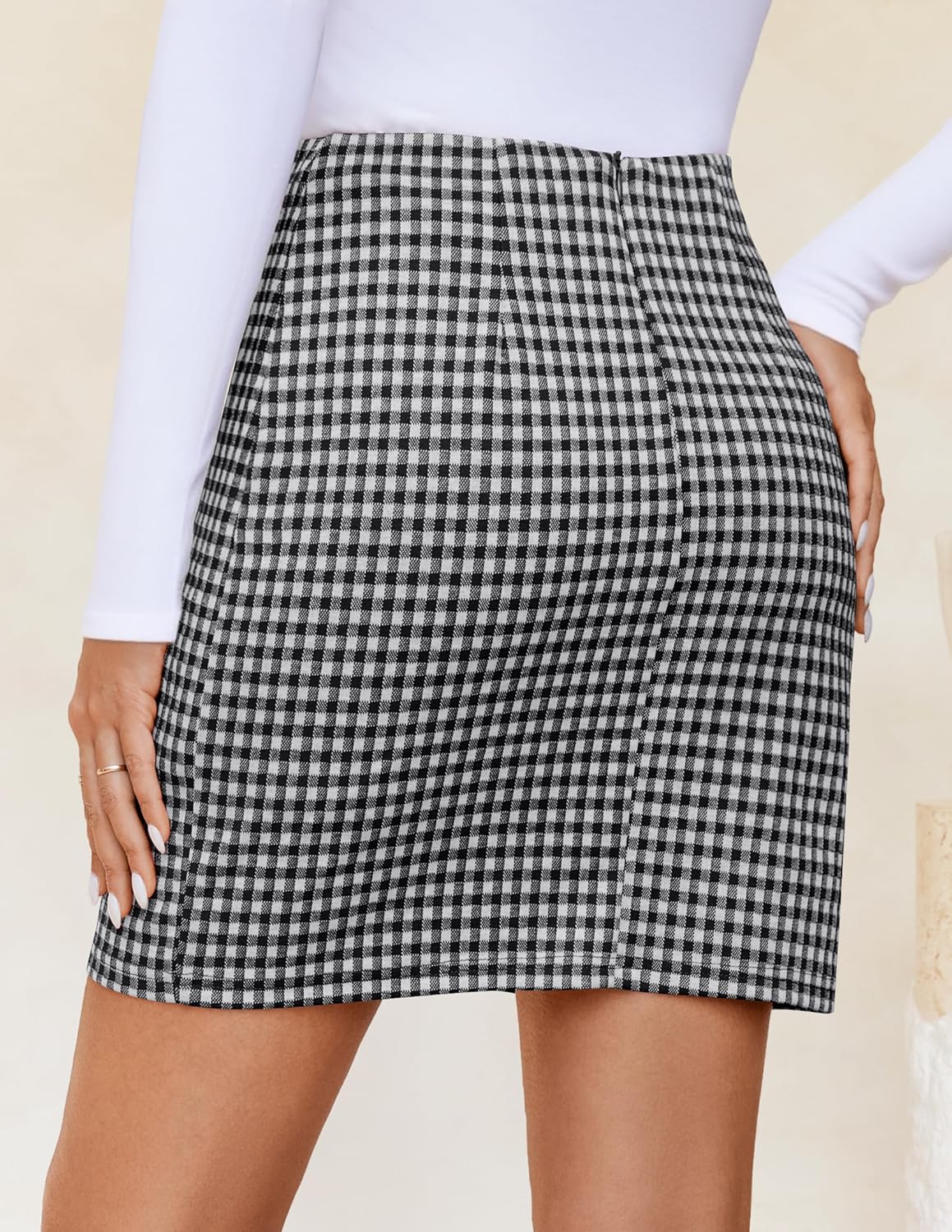 ZESICA Plaid Mini Skirt for Women 2026 Fall Winter High Waist A Line Bodycon Pencil Skirts Trendy - Image 4